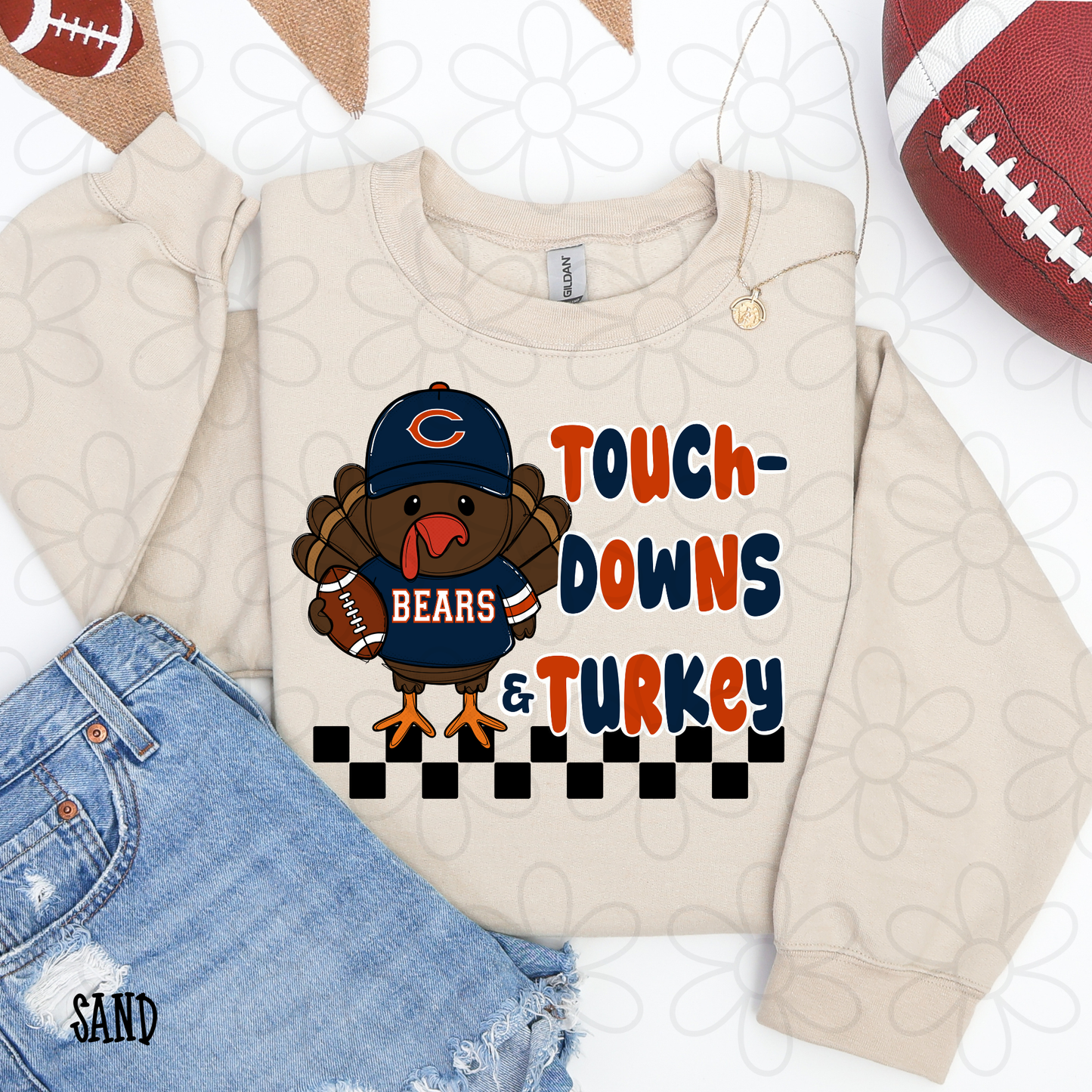 Touchdowns & Turkey Football Teams (Multiple Options) Kids Completed Tee
