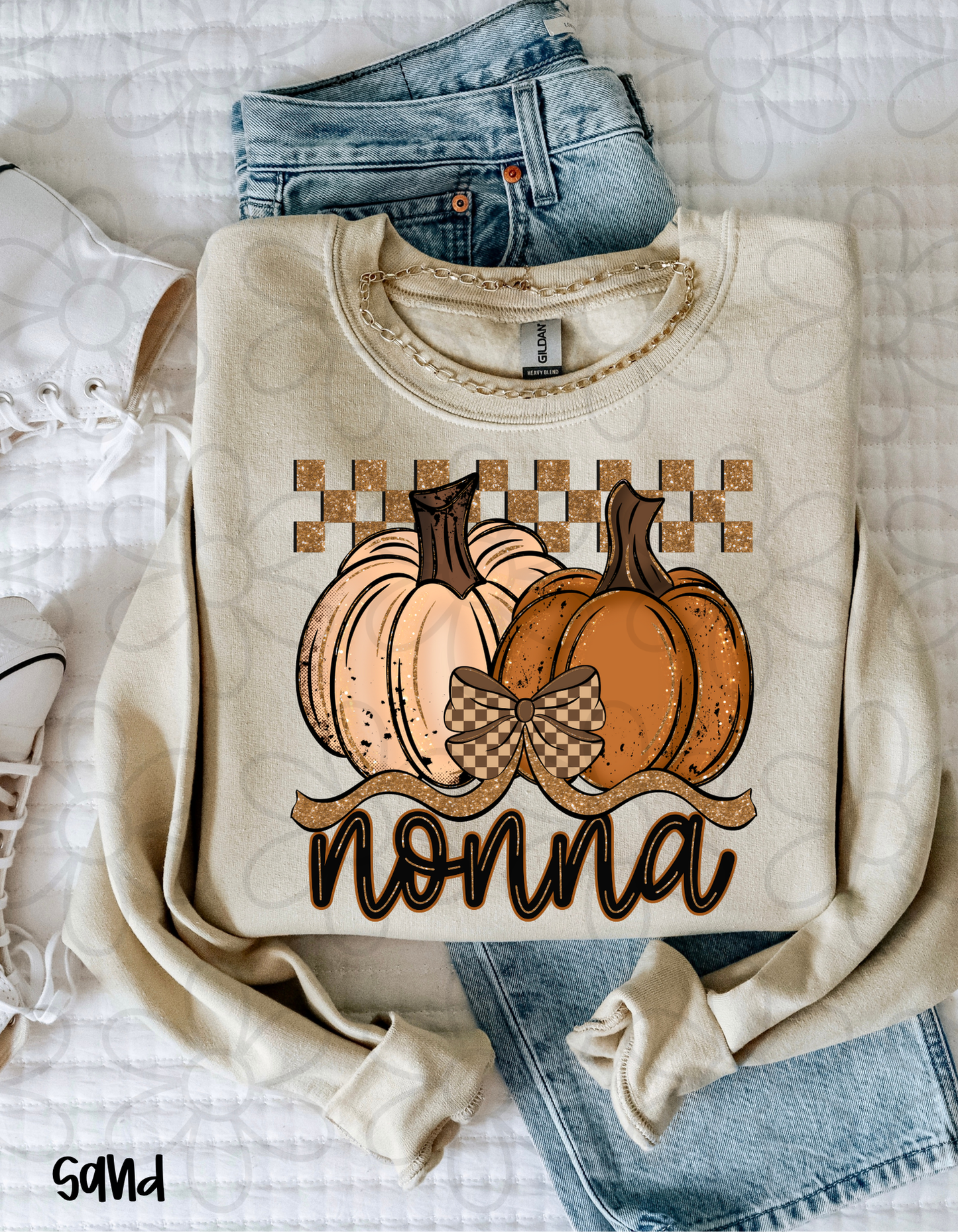 Fall Pumpkins Checkered Names (Multiple Options - No Customs) DTF Transfer