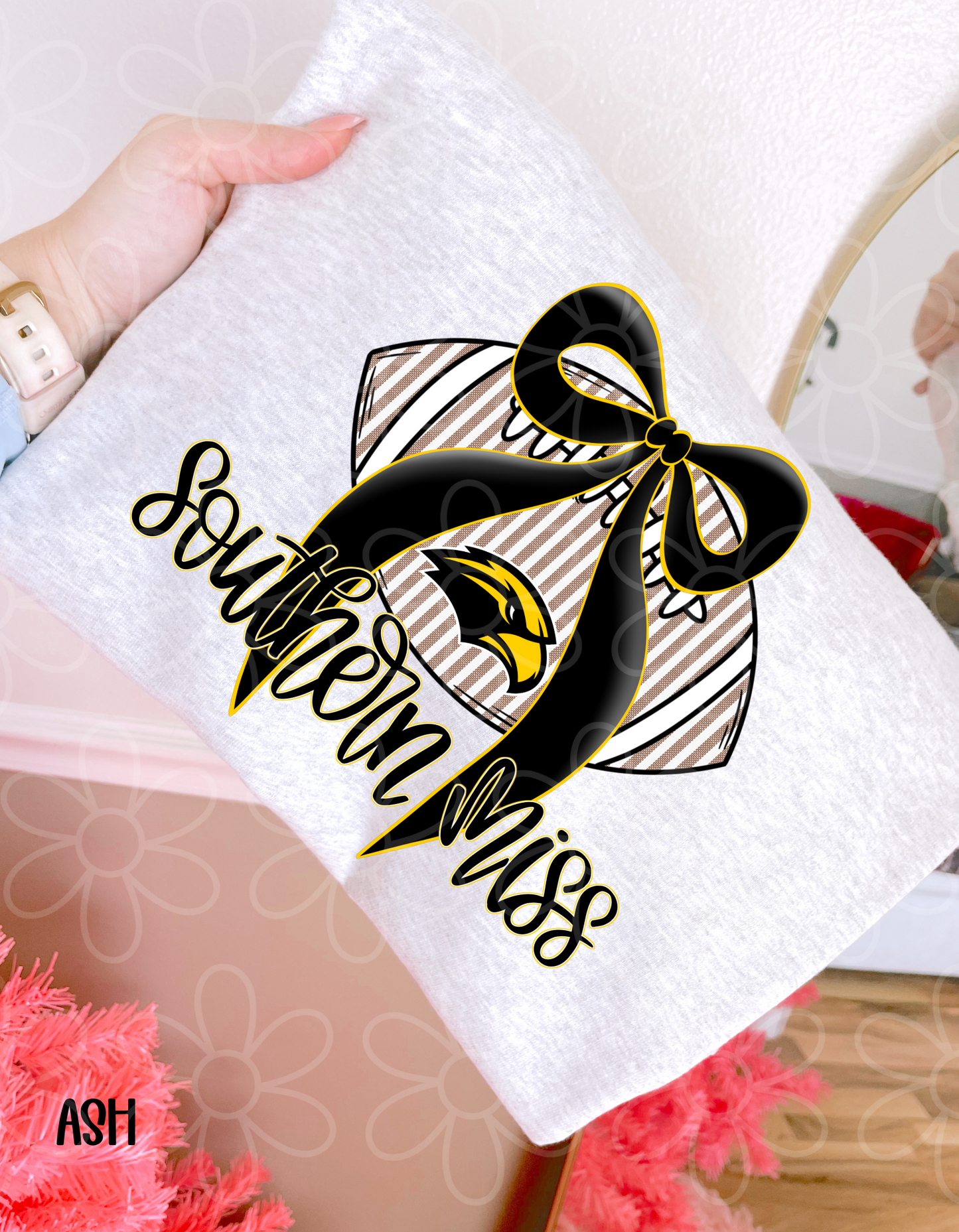 Striped Football Teams With Bow (Multiple Options) Completed Tee