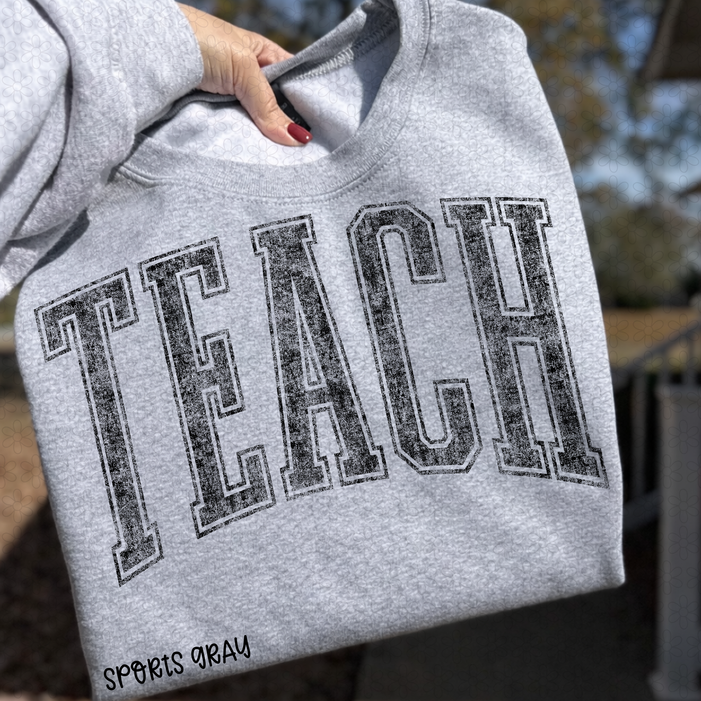 Black Grey Distressed Teach DTF Transfer