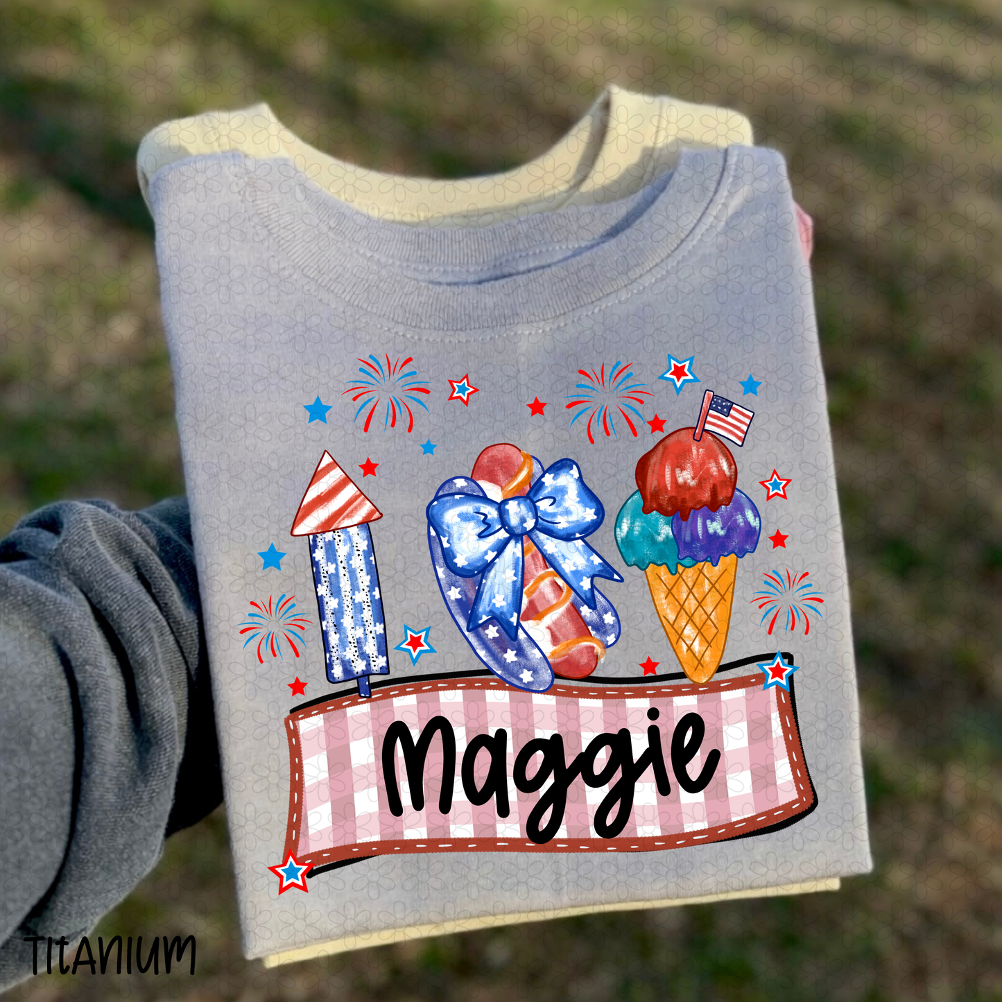 4th of July Custom bow name plate DTF Transfer