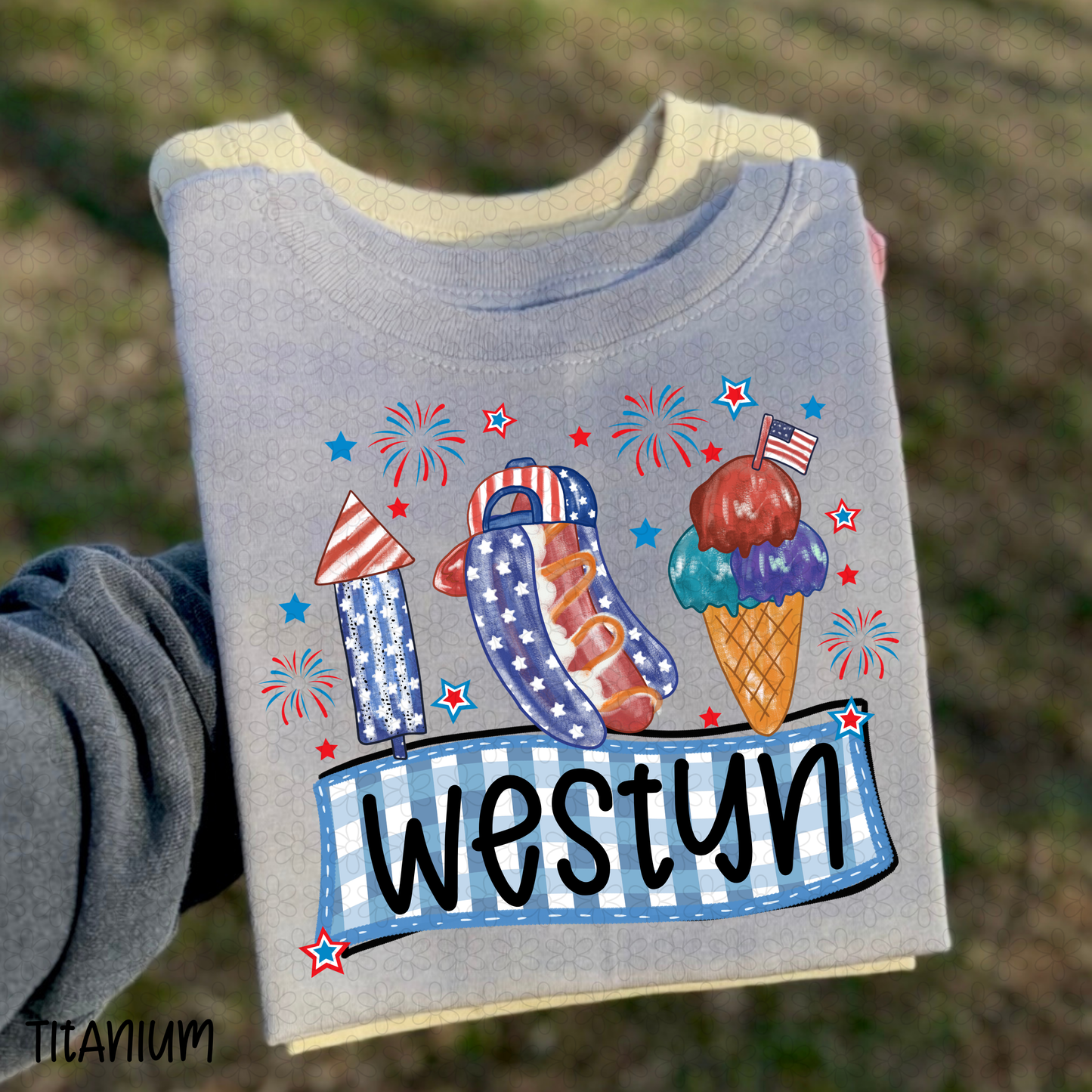 4th of July Custom hotdog name plate DTF Transfer