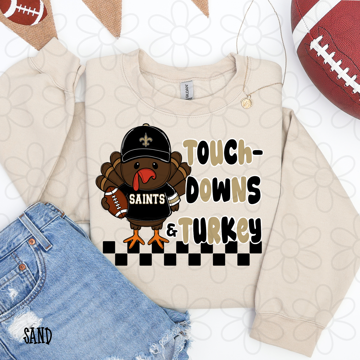 Touchdowns & Turkey Football Teams (Multiple Options) Kids Completed Tee