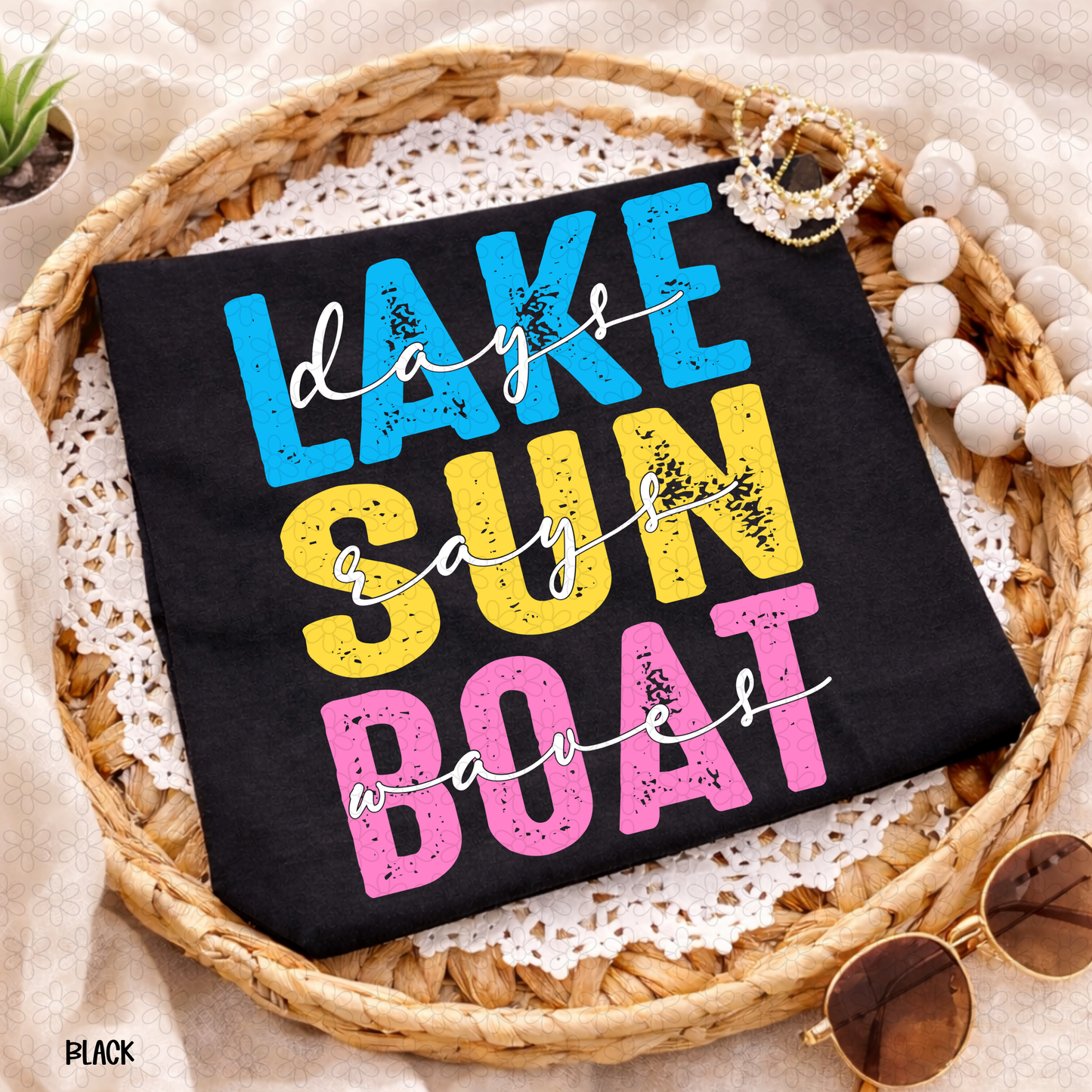 Lake Sun Boat- White DTF Transfer