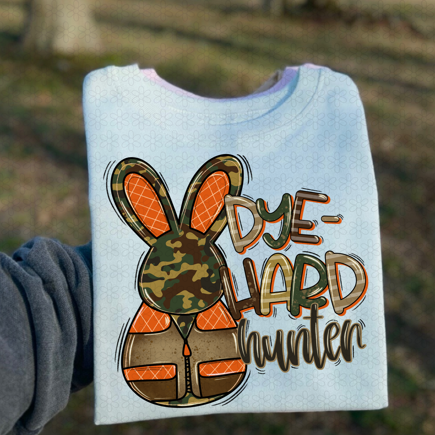 Orange Camo Bunny Dye Hard Hunter DTF Transfer