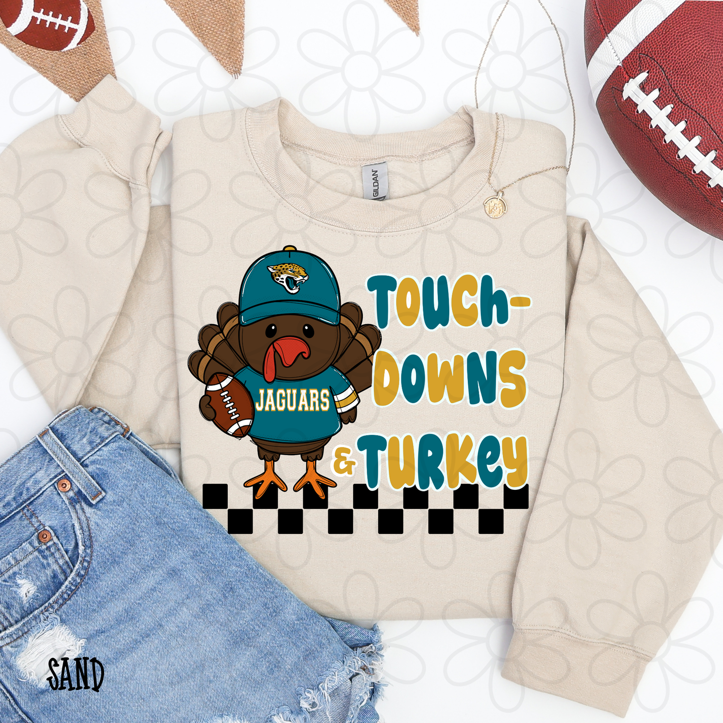 Touchdowns & Turkey Football Teams (Multiple Options) Kids Completed Tee