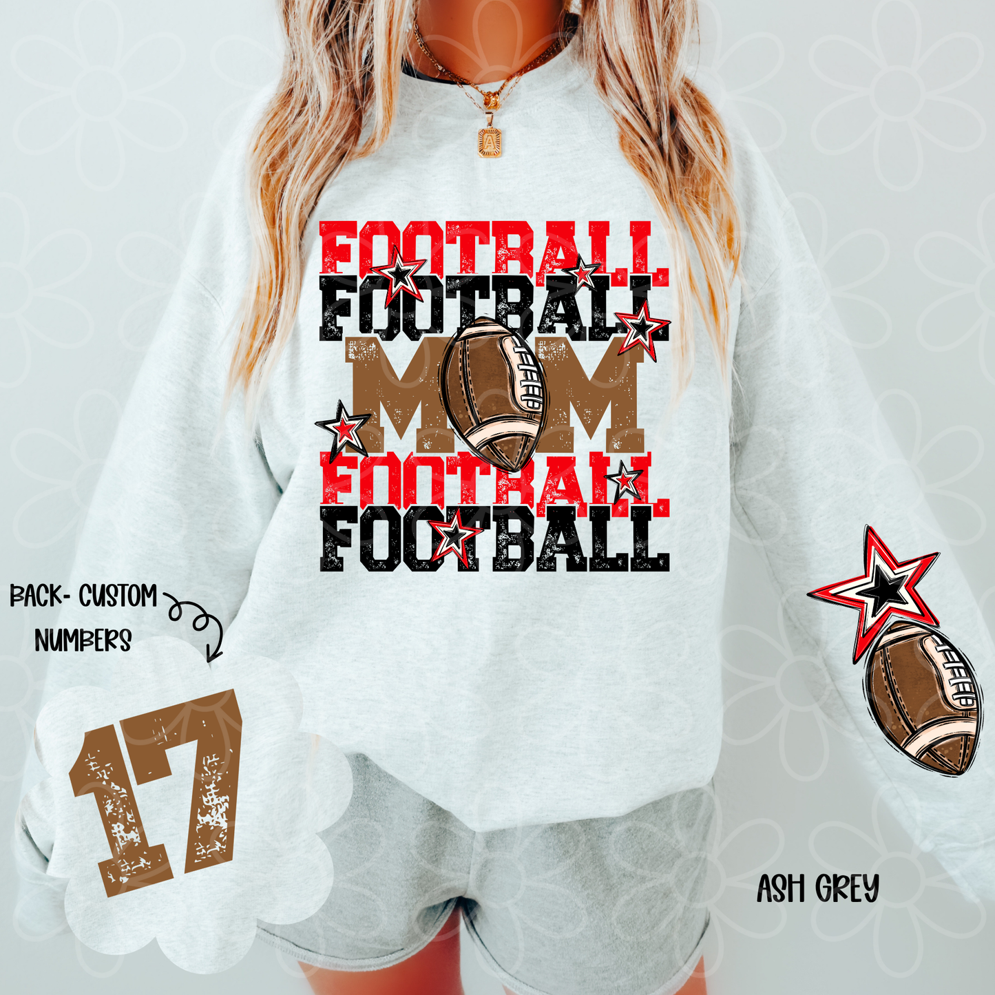 Football Mama Custom Number (Multiple Color Options) Completed Tee