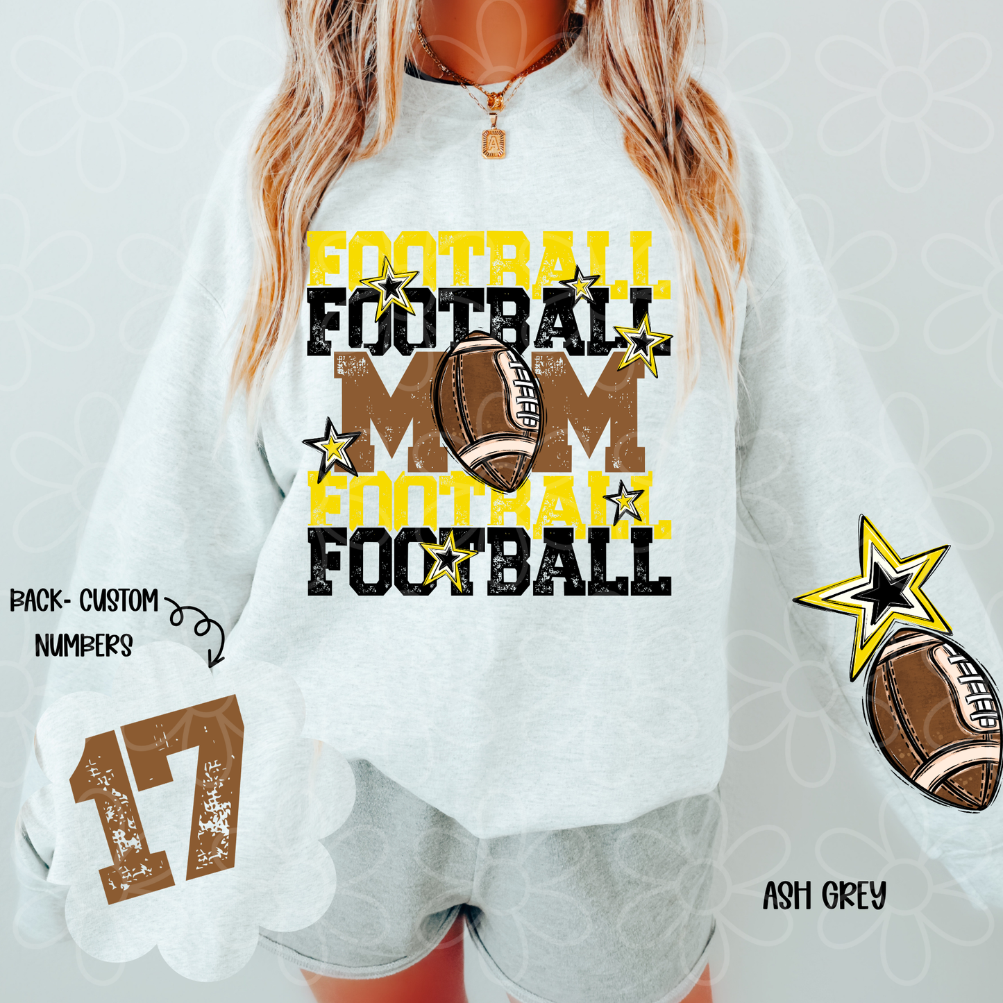 Football Mama Custom Number (Multiple Color Options) Completed Tee