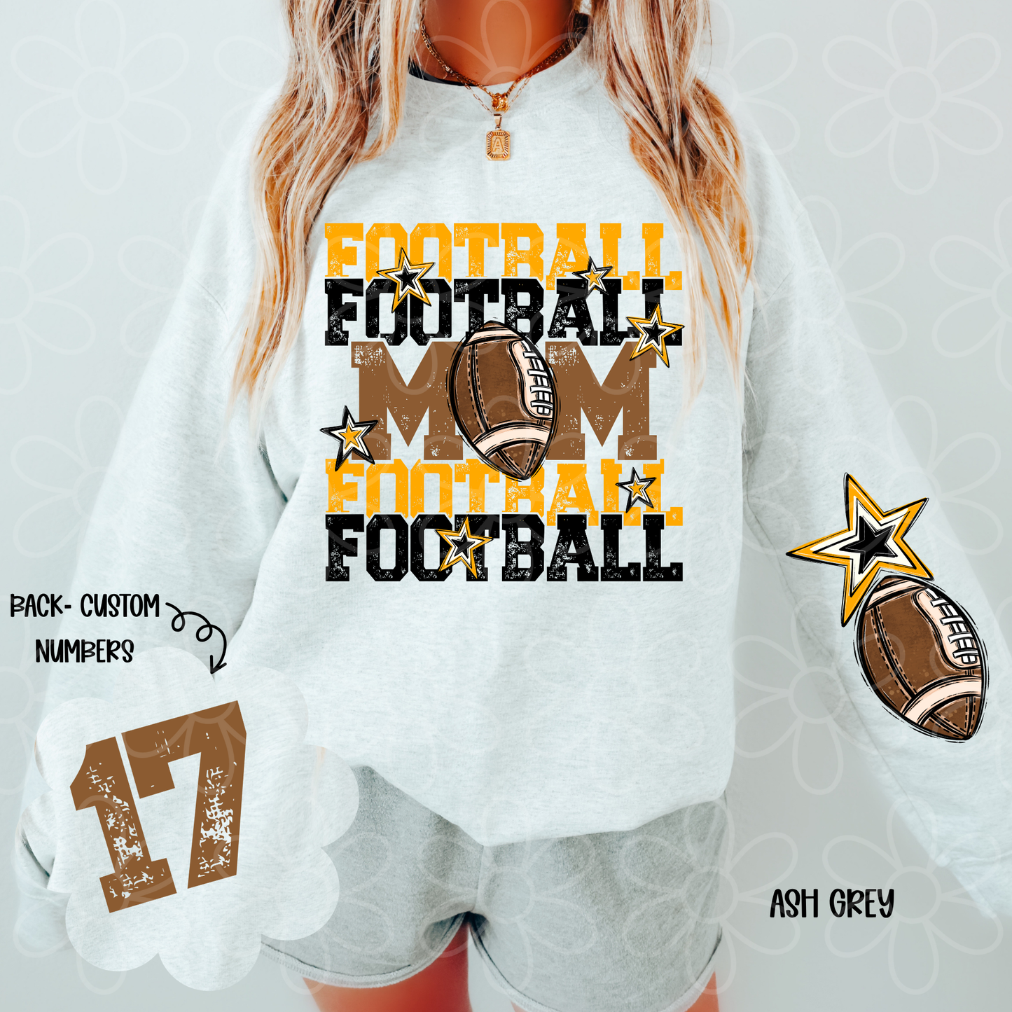 Football Mama Custom Number (Multiple Color Options) Completed Tee
