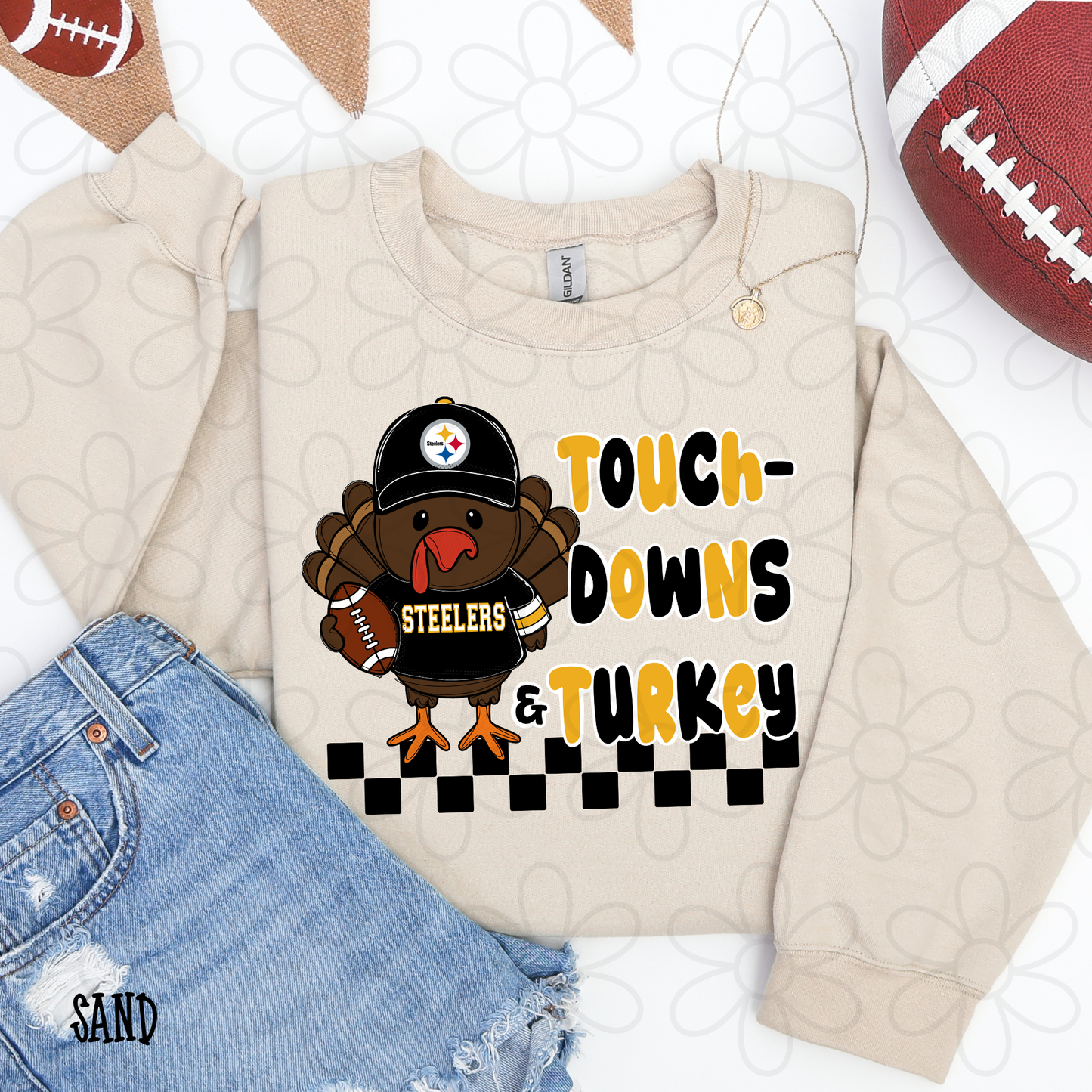 Touchdowns & Turkey Football Teams (Multiple Options) Kids Completed Tee