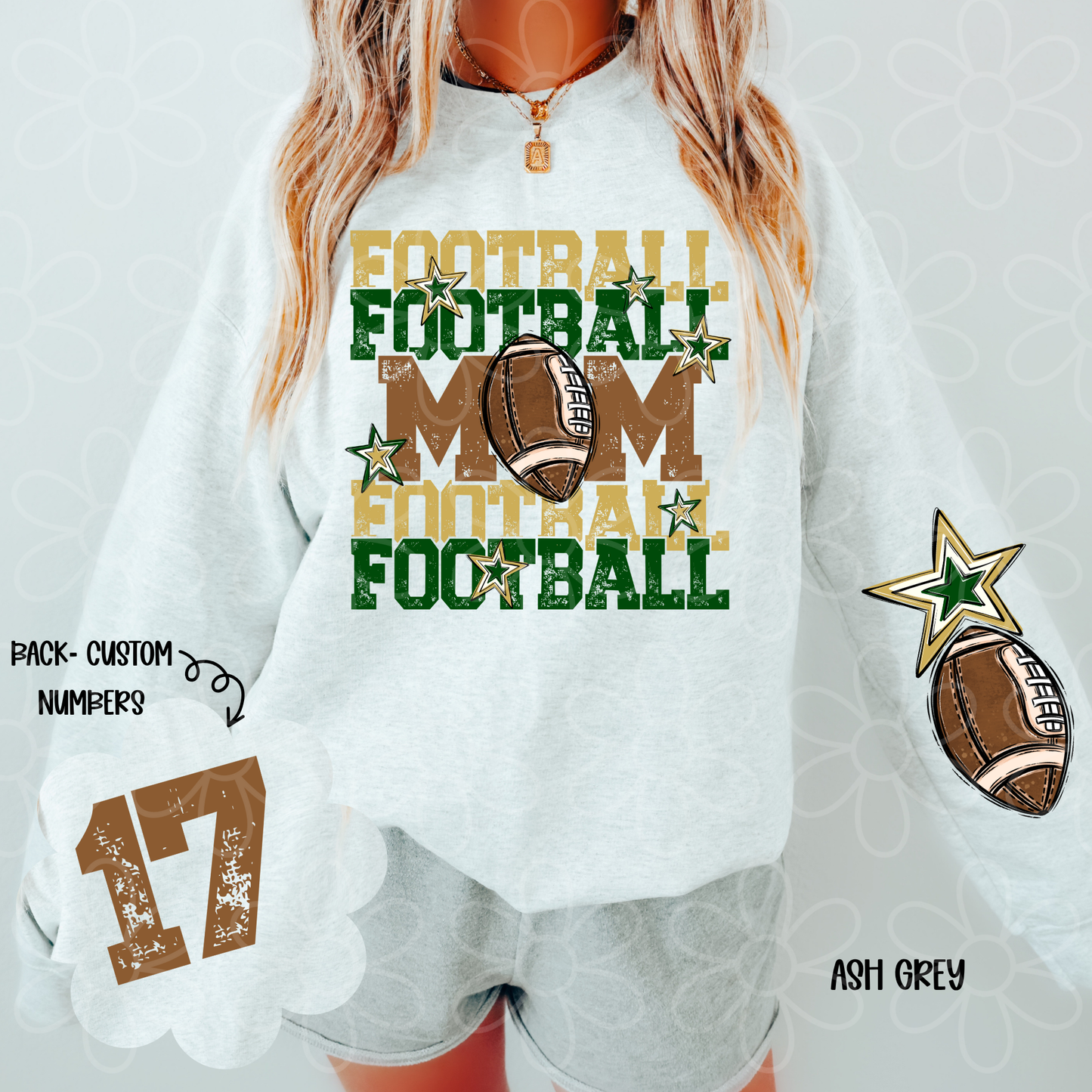 Football Mama Custom Number (Multiple Color Options) Completed Tee