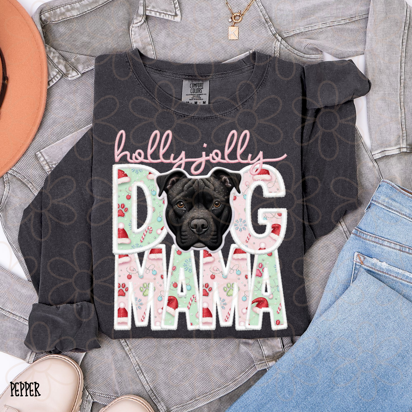 Holly Jolly Dog Mama (Multiple Options) Completed Tee