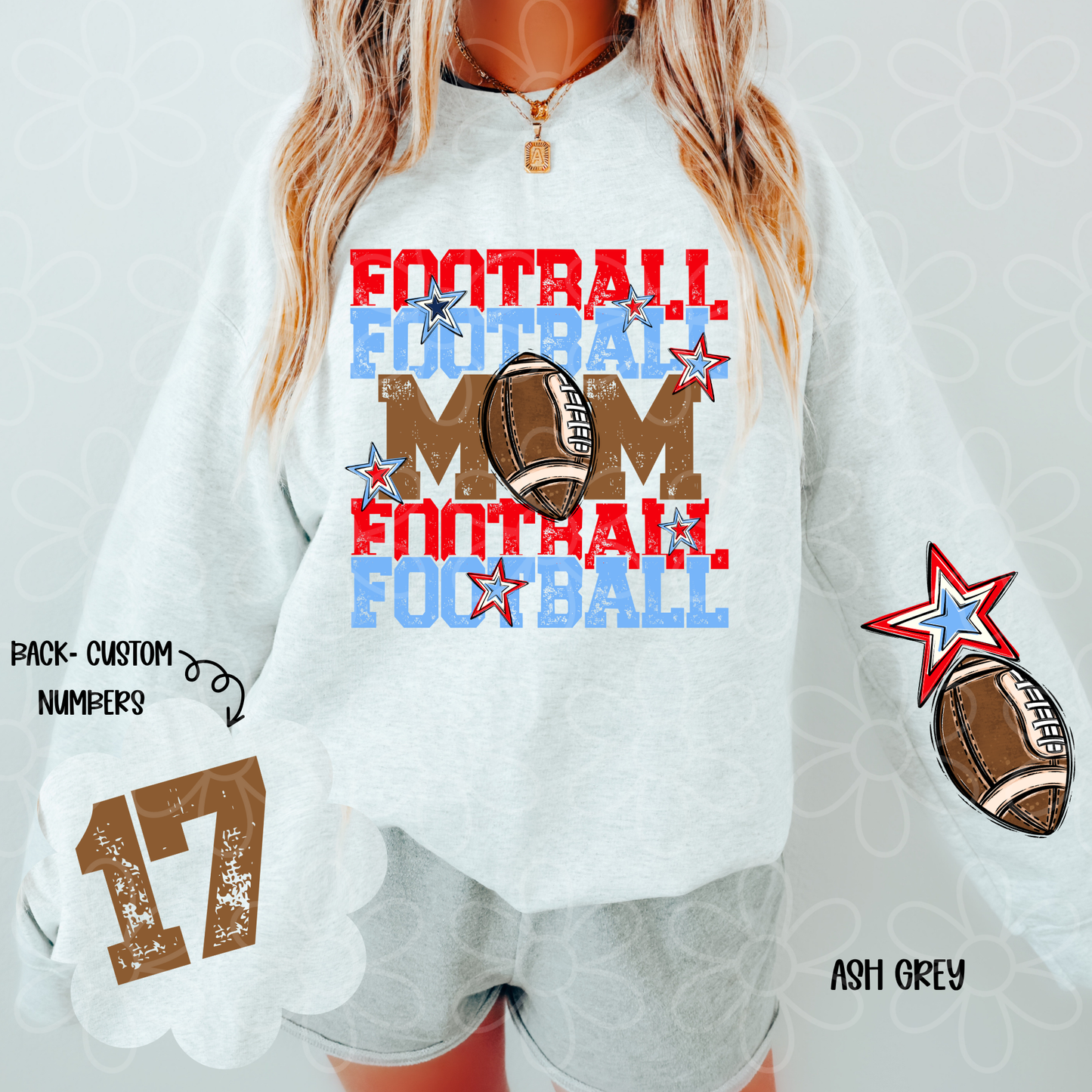 Football Mama Custom Number (Multiple Color Options) DTF Transfer