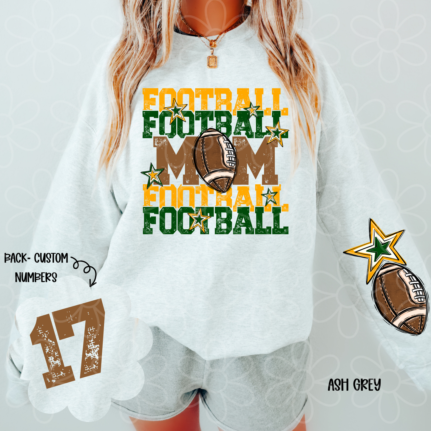 Football Mama Custom Number (Multiple Color Options) Completed Tee