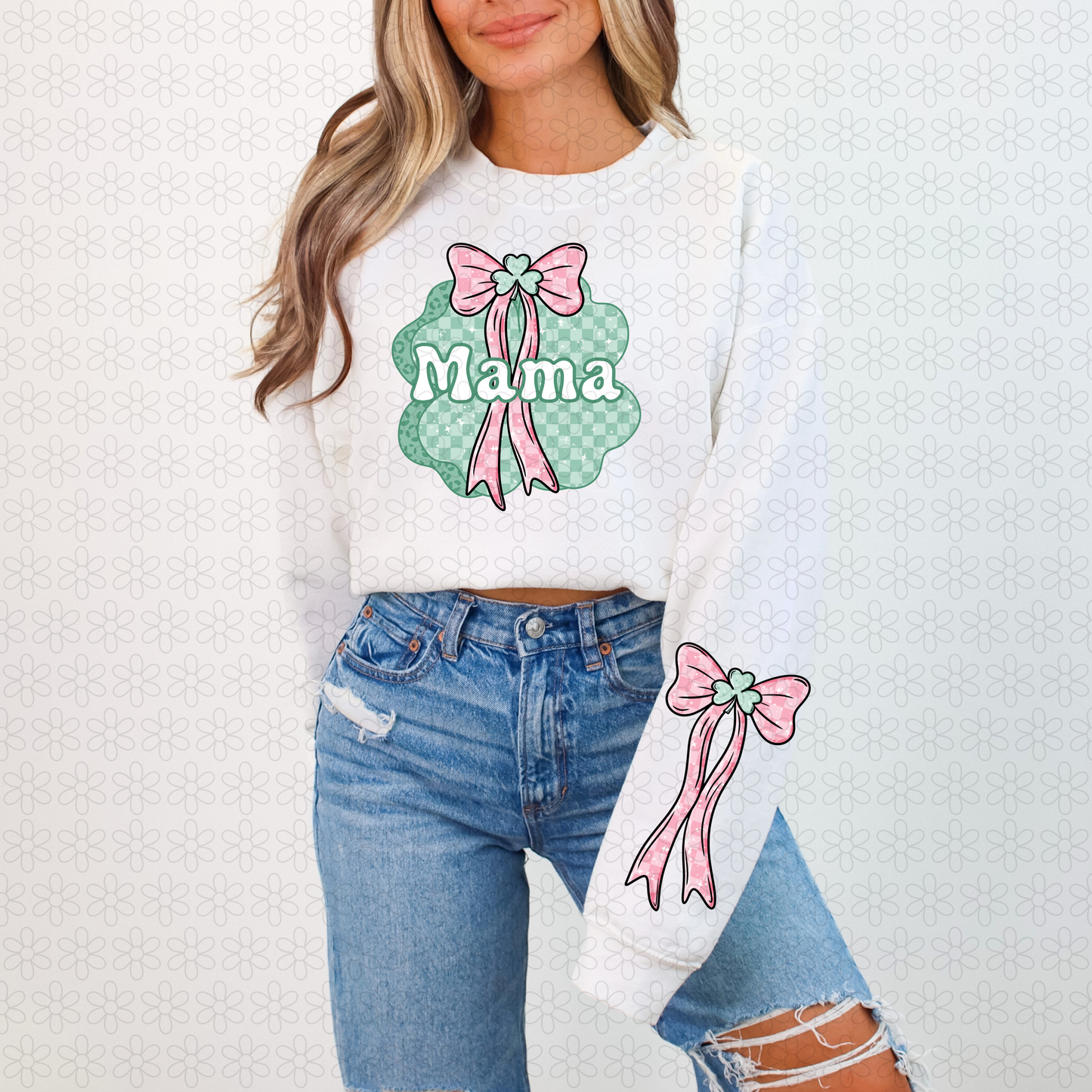 Checkered Coquette Mama Clover DTF Transfer