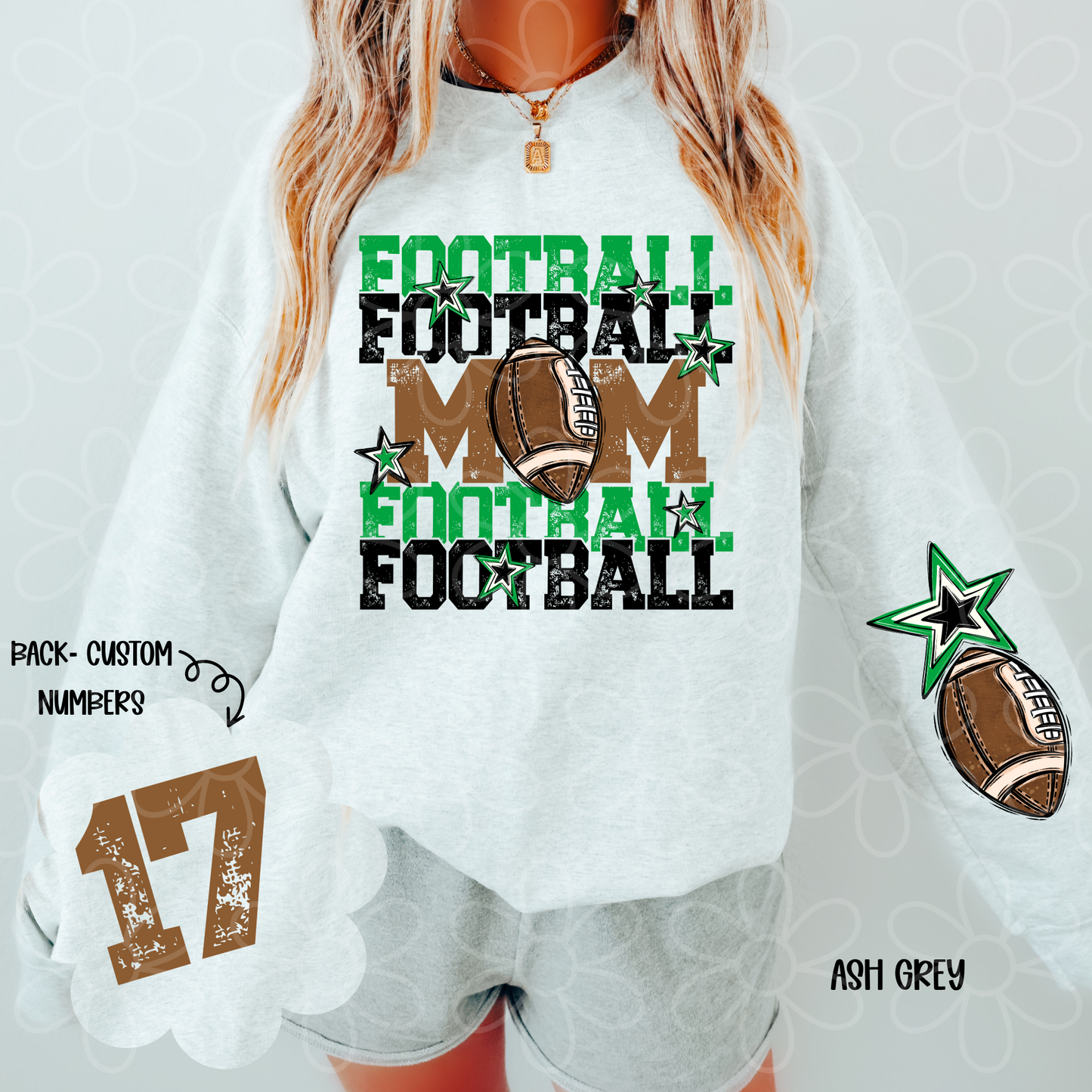 Football Mama Custom Number (Multiple Color Options) Completed Tee