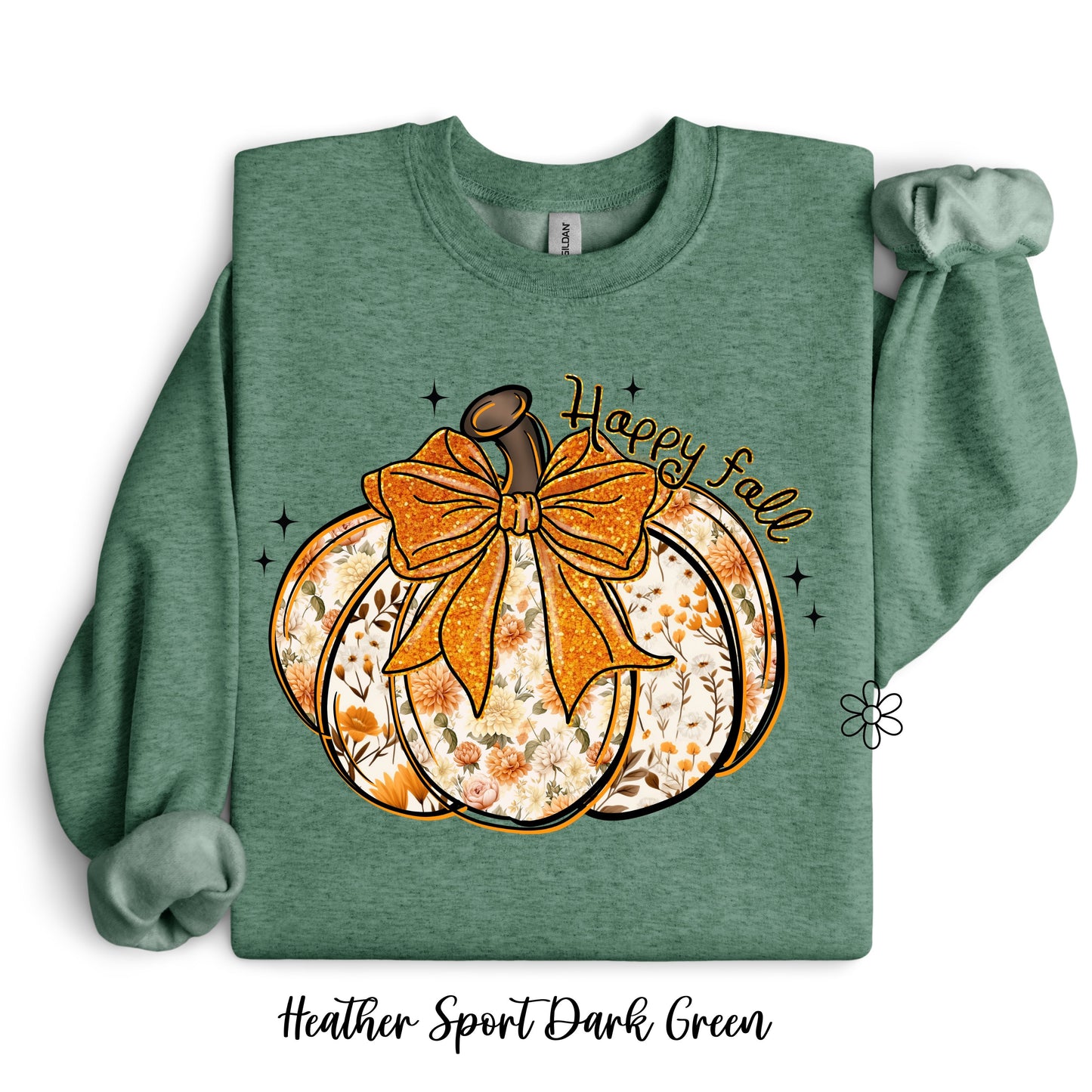 Happy Fall Floral Pumpkin DTF Transfer Only