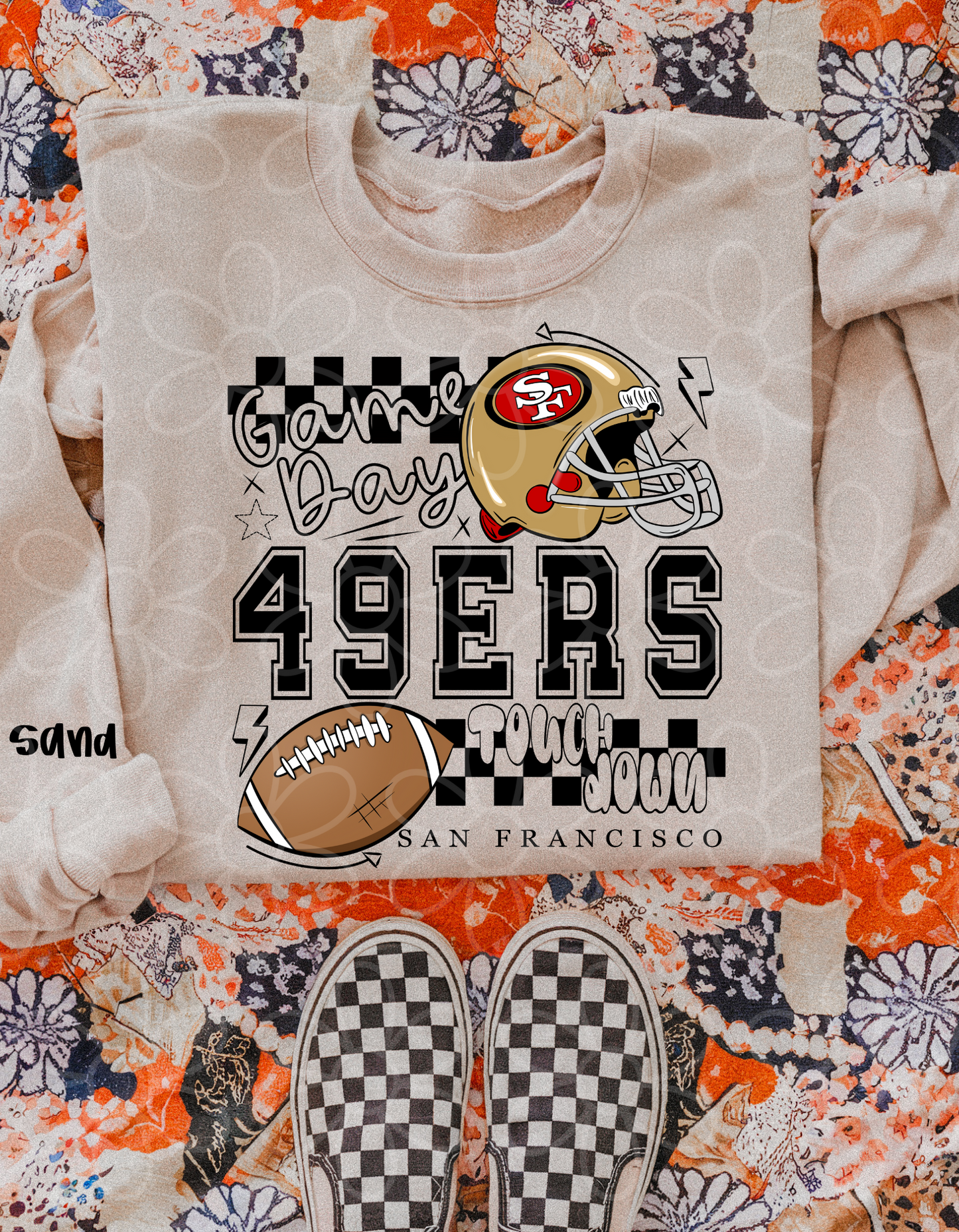 Game Day Checkered Football Teams (Multiple Options) Completed Tee