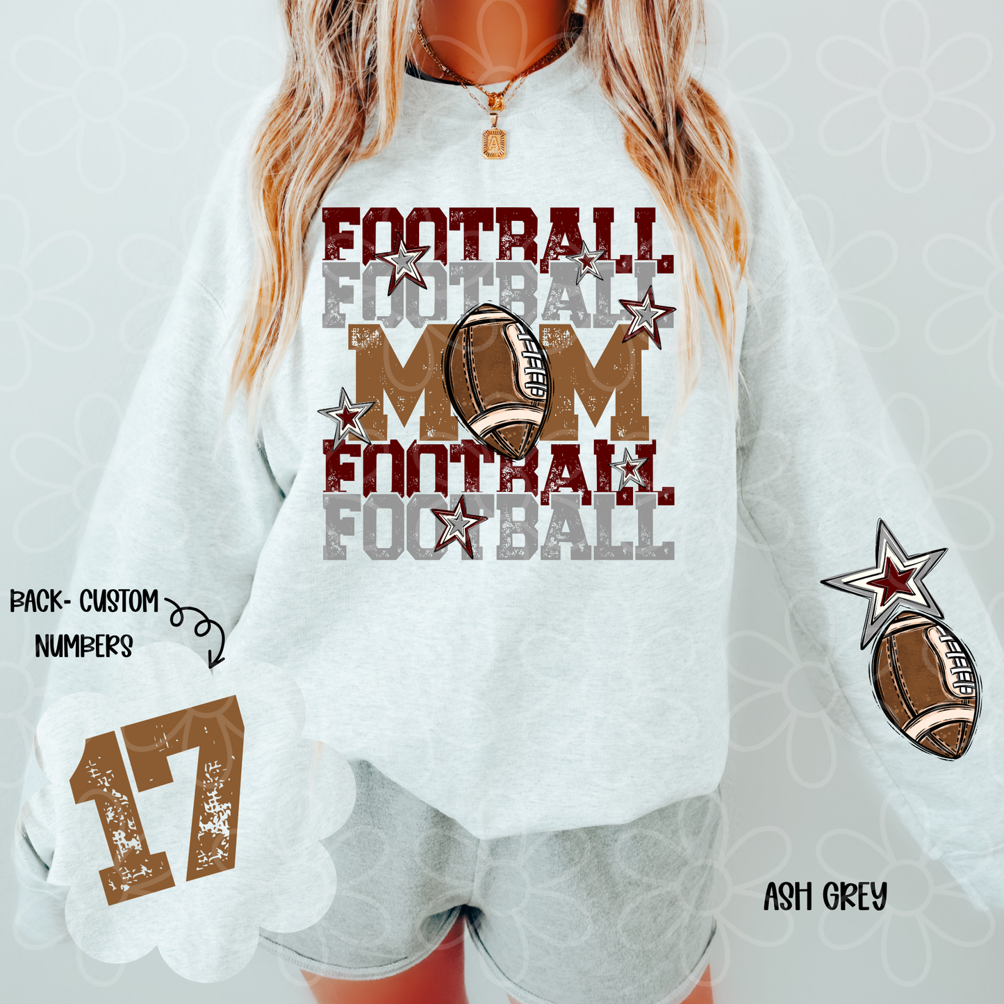 Football Mama Custom Number (Multiple Color Options) DTF Transfer