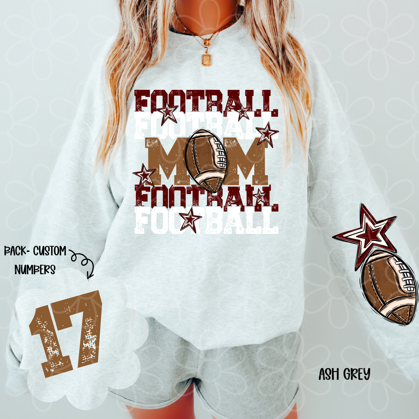 Football Mama Custom Number (Multiple Color Options) DTF Transfer