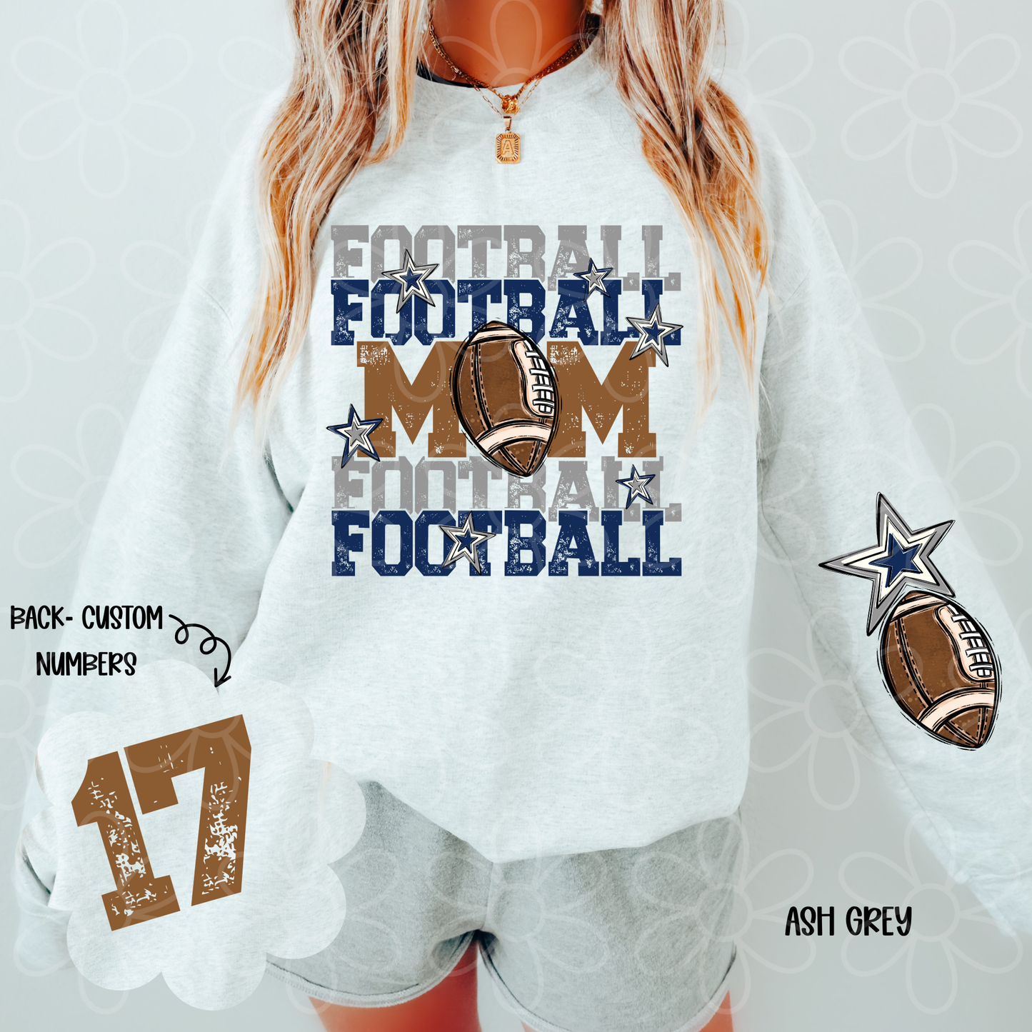 Football Mama Custom Number (Multiple Color Options) Completed Tee