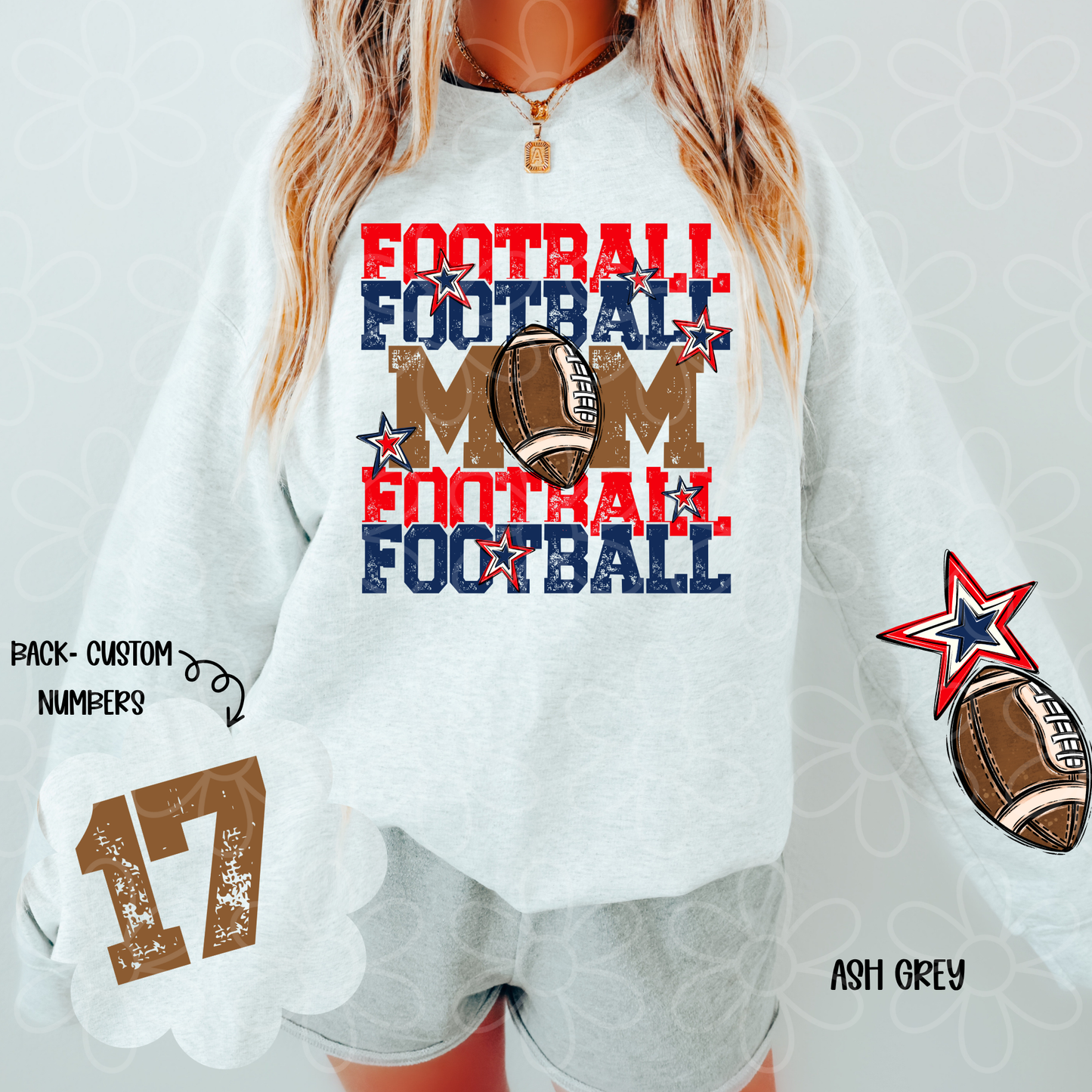 Football Mama Custom Number (Multiple Color Options) DTF Transfer