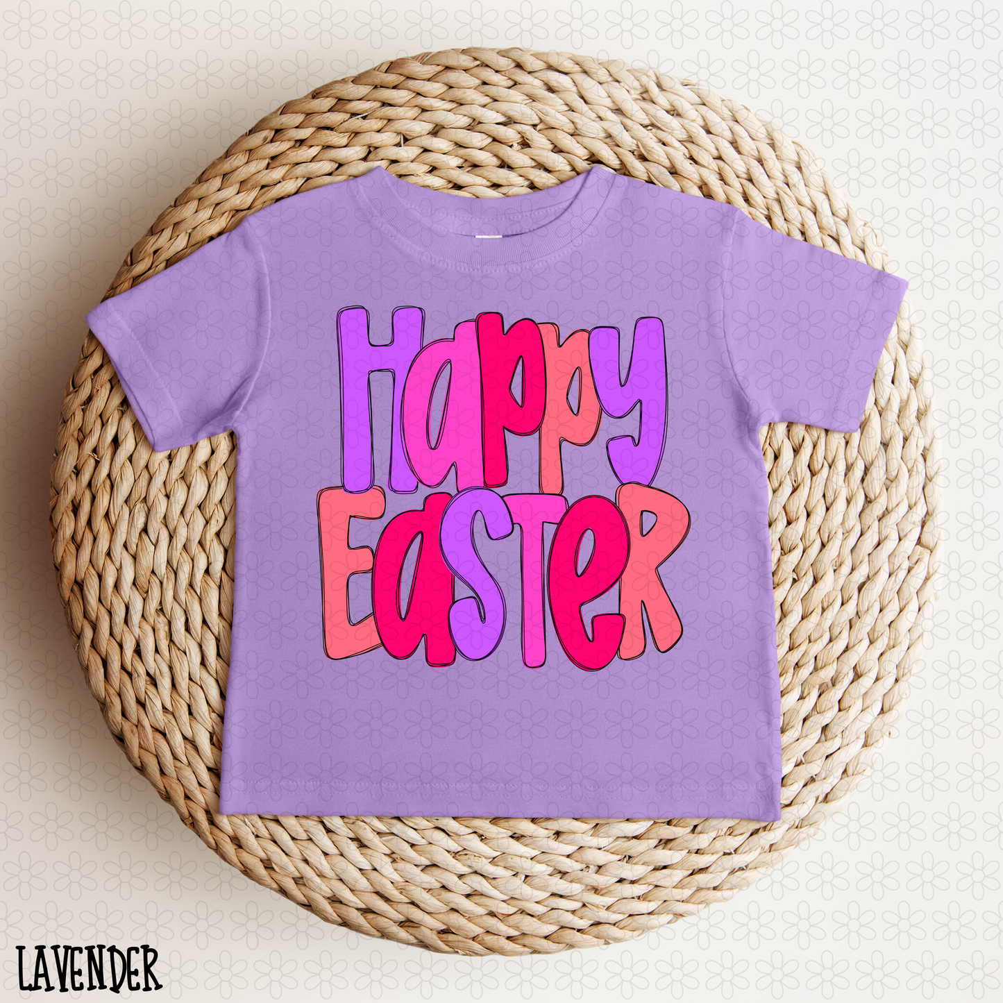 Purple Pink Happy Easter DTF Transfer