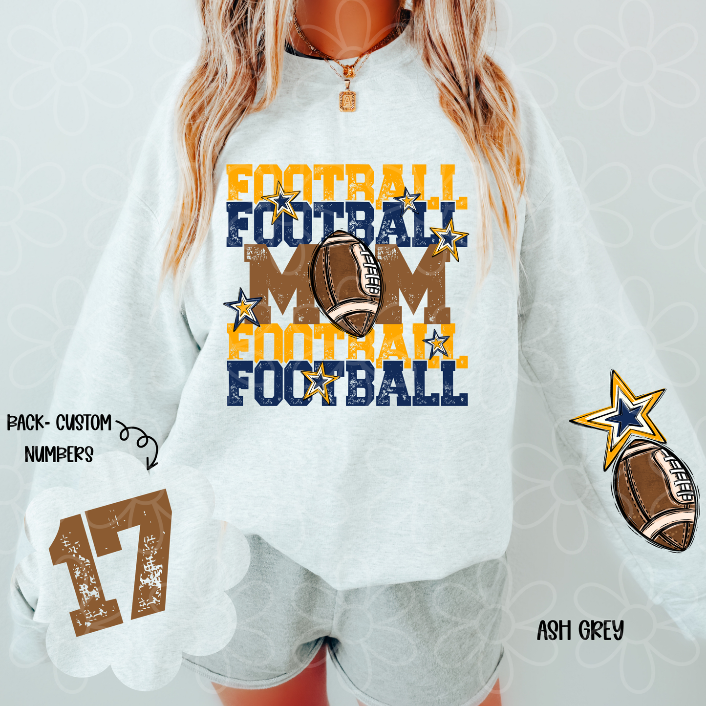 Football Mama Custom Number (Multiple Color Options) Completed Tee
