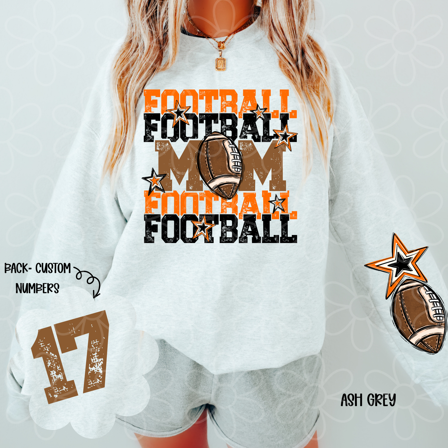 Football Mama Custom Number (Multiple Color Options) Completed Tee