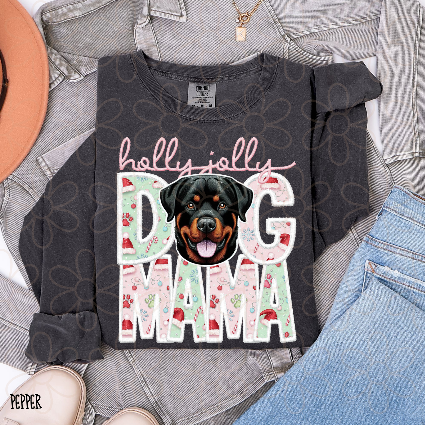 Holly Jolly Dog Mama (Multiple Options) Completed Tee