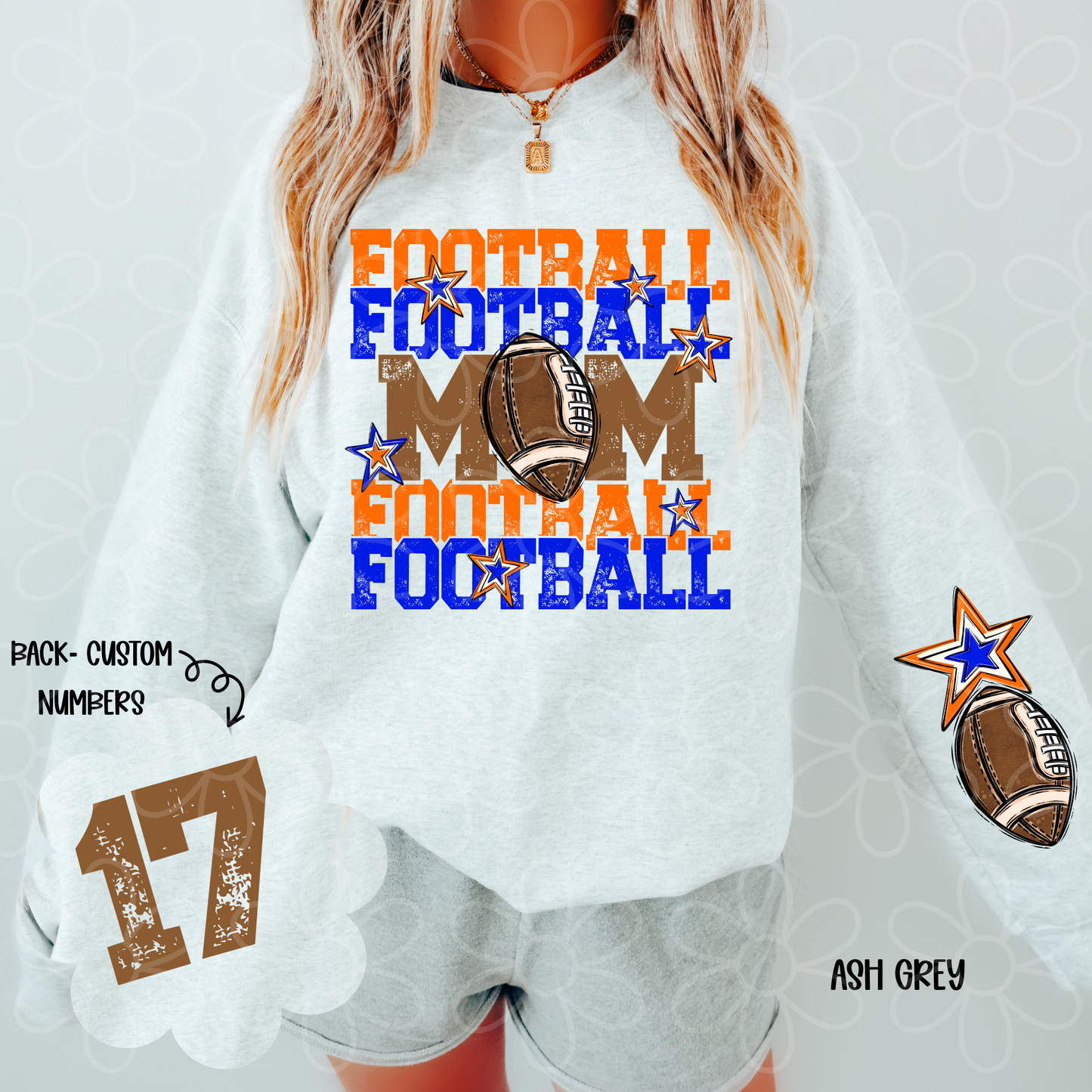 Football Mama Custom Number (Multiple Color Options) DTF Transfer