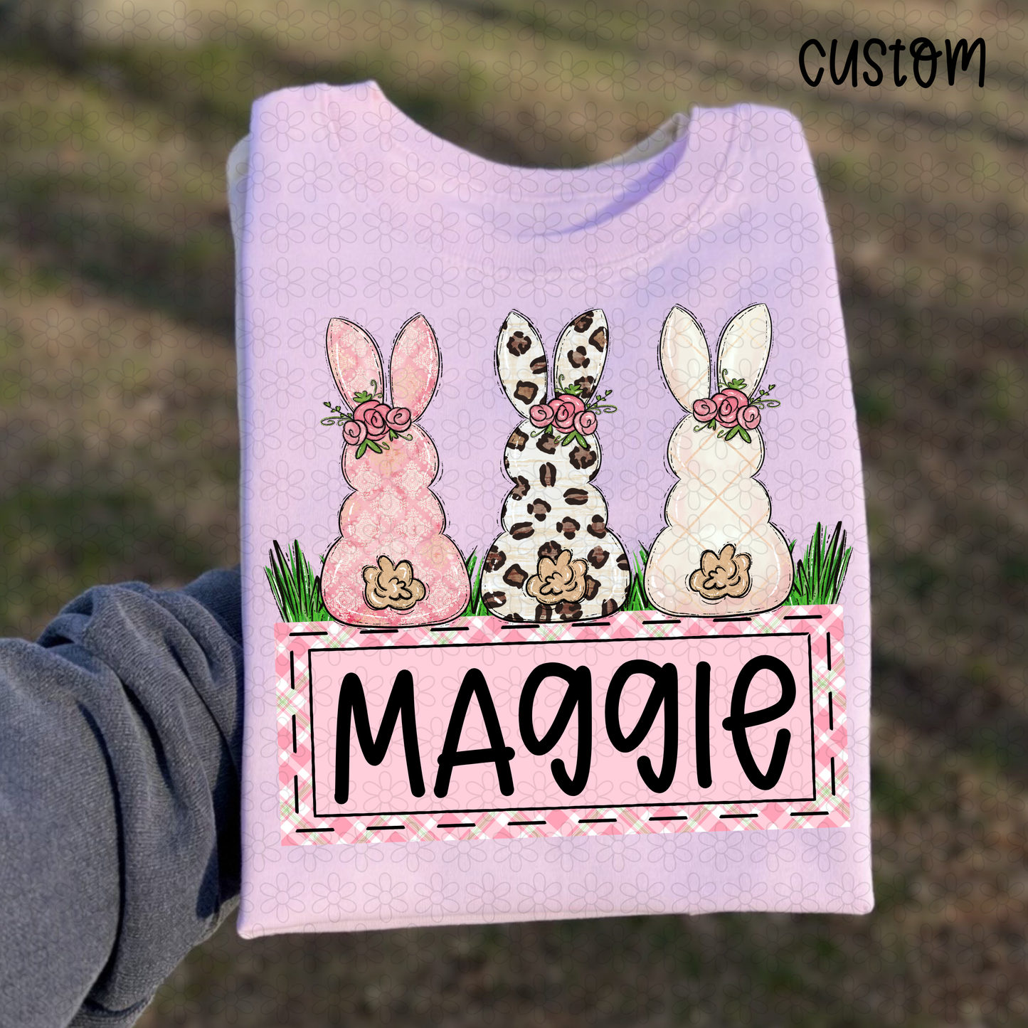 Custom Name Girl Bunny DTF Transfer
