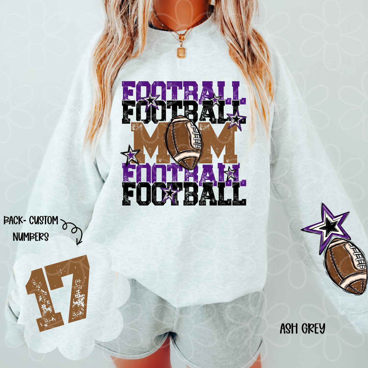 Football Mama Custom Number (Multiple Color Options) Completed Tee