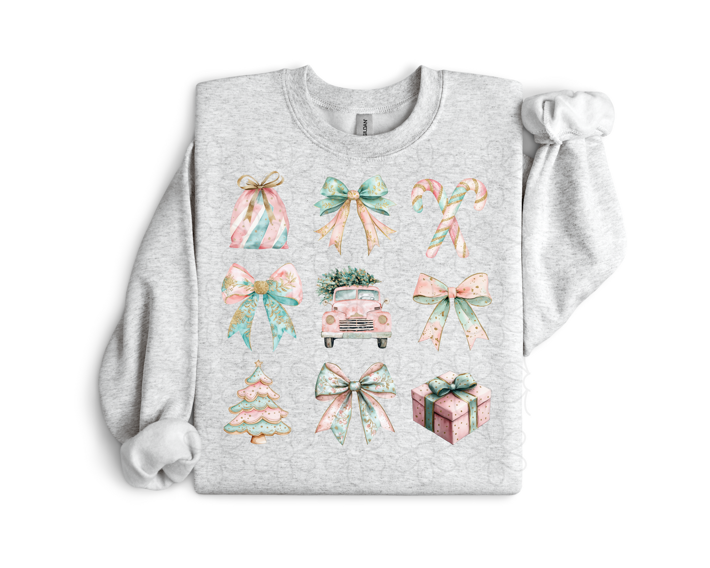 Pink and.Turquoise Christmas Coquette Completed Tee