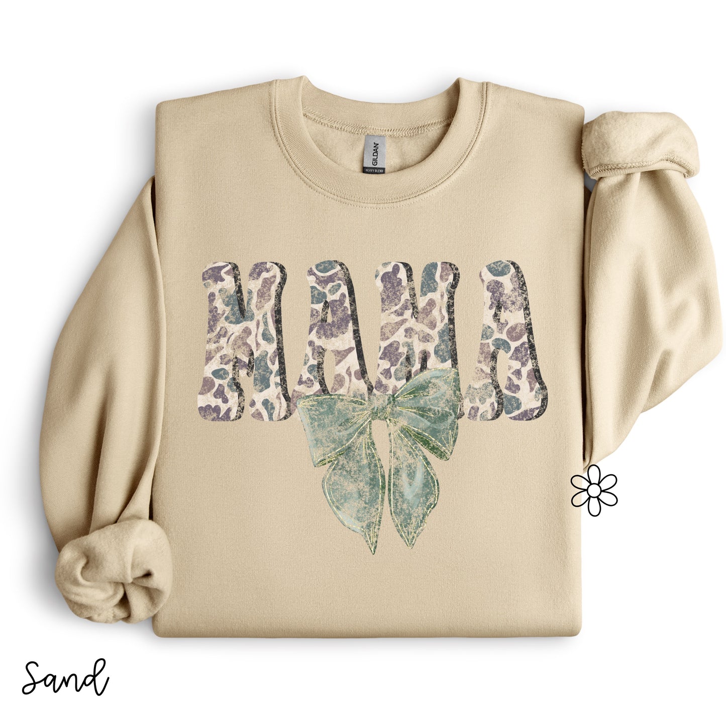 Vintage Camo Mama Coquette Bow Completed Tee
