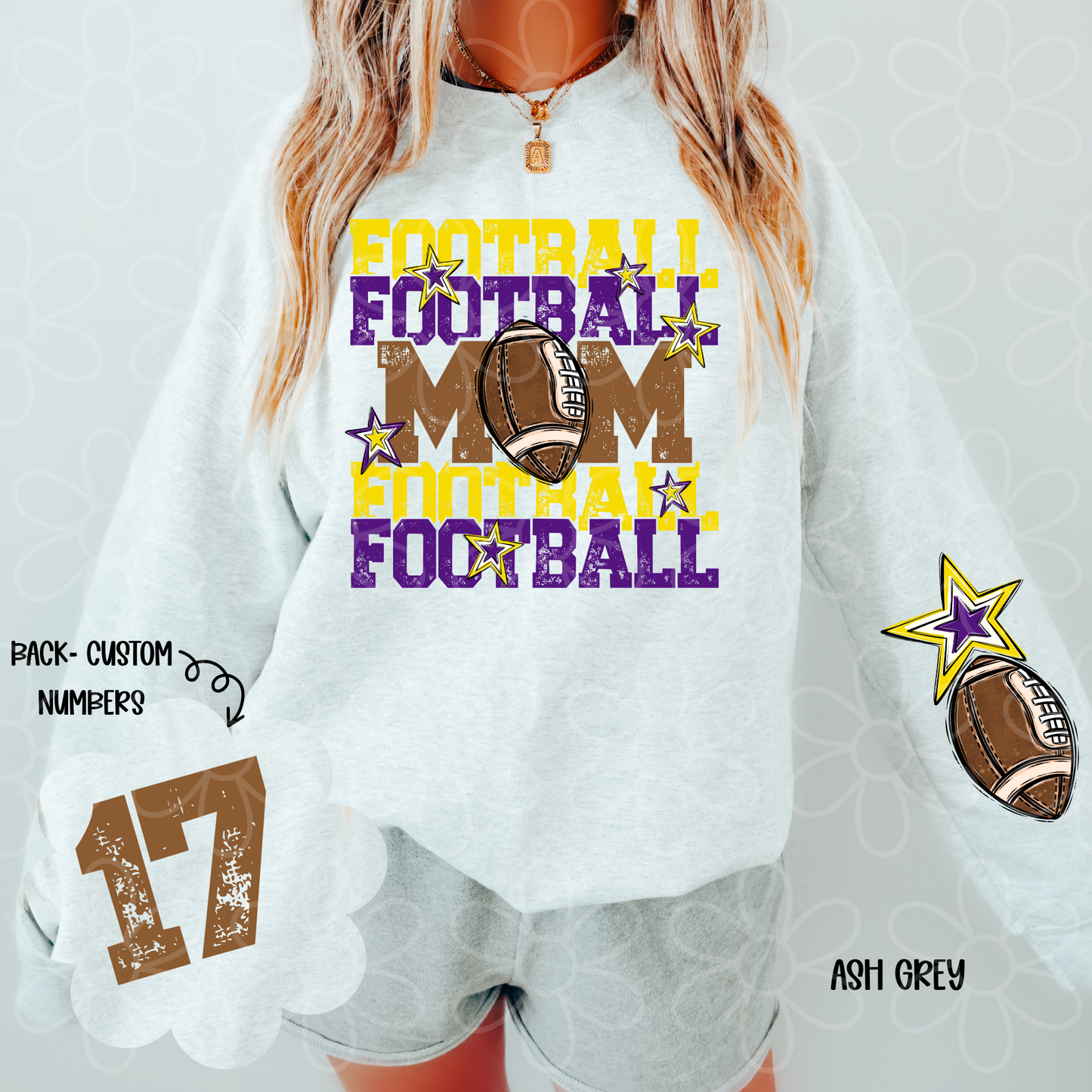Football Mama Custom Number (Multiple Color Options) Completed Tee