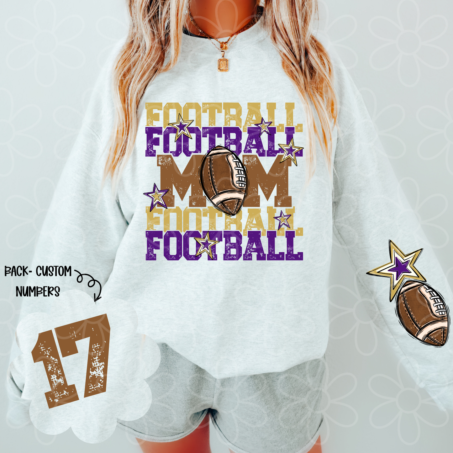 Football Mama Custom Number (Multiple Color Options) DTF Transfer
