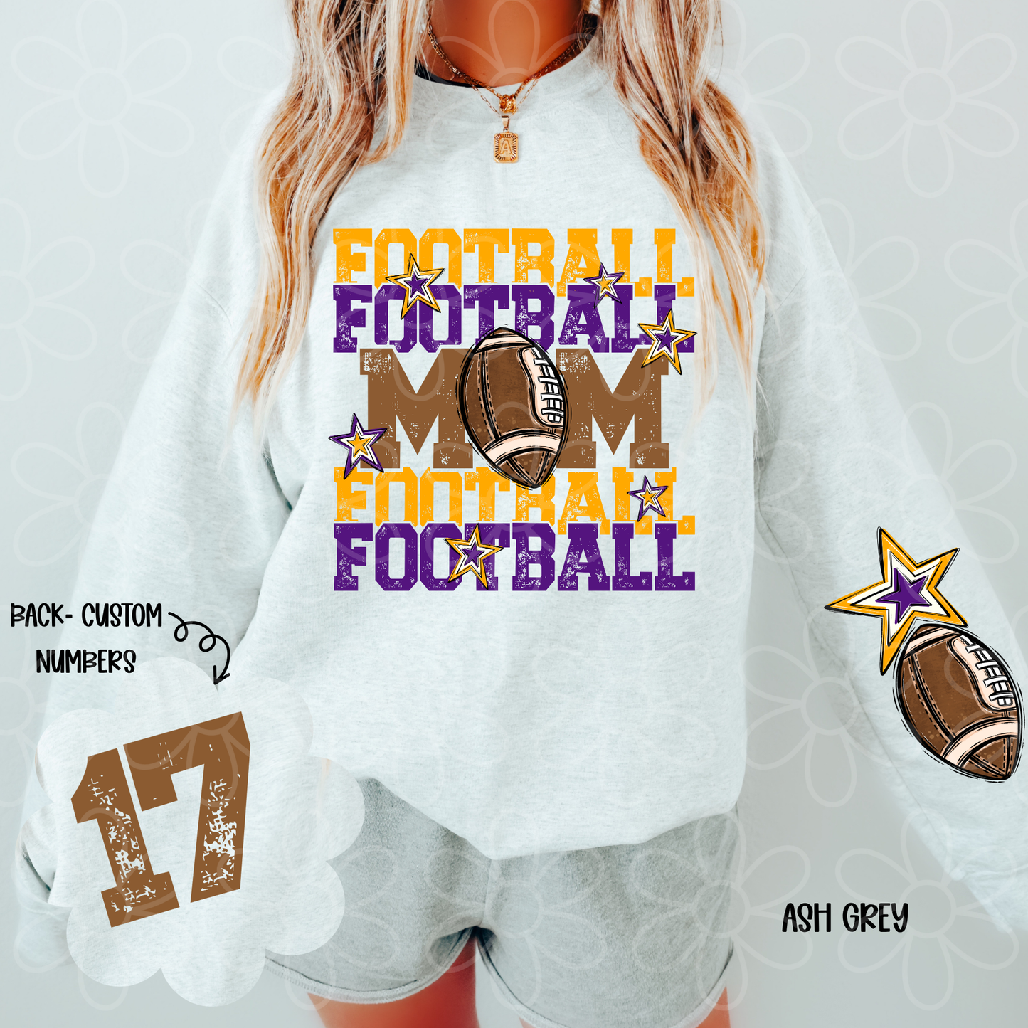 Football Mama Custom Number (Multiple Color Options) DTF Transfer