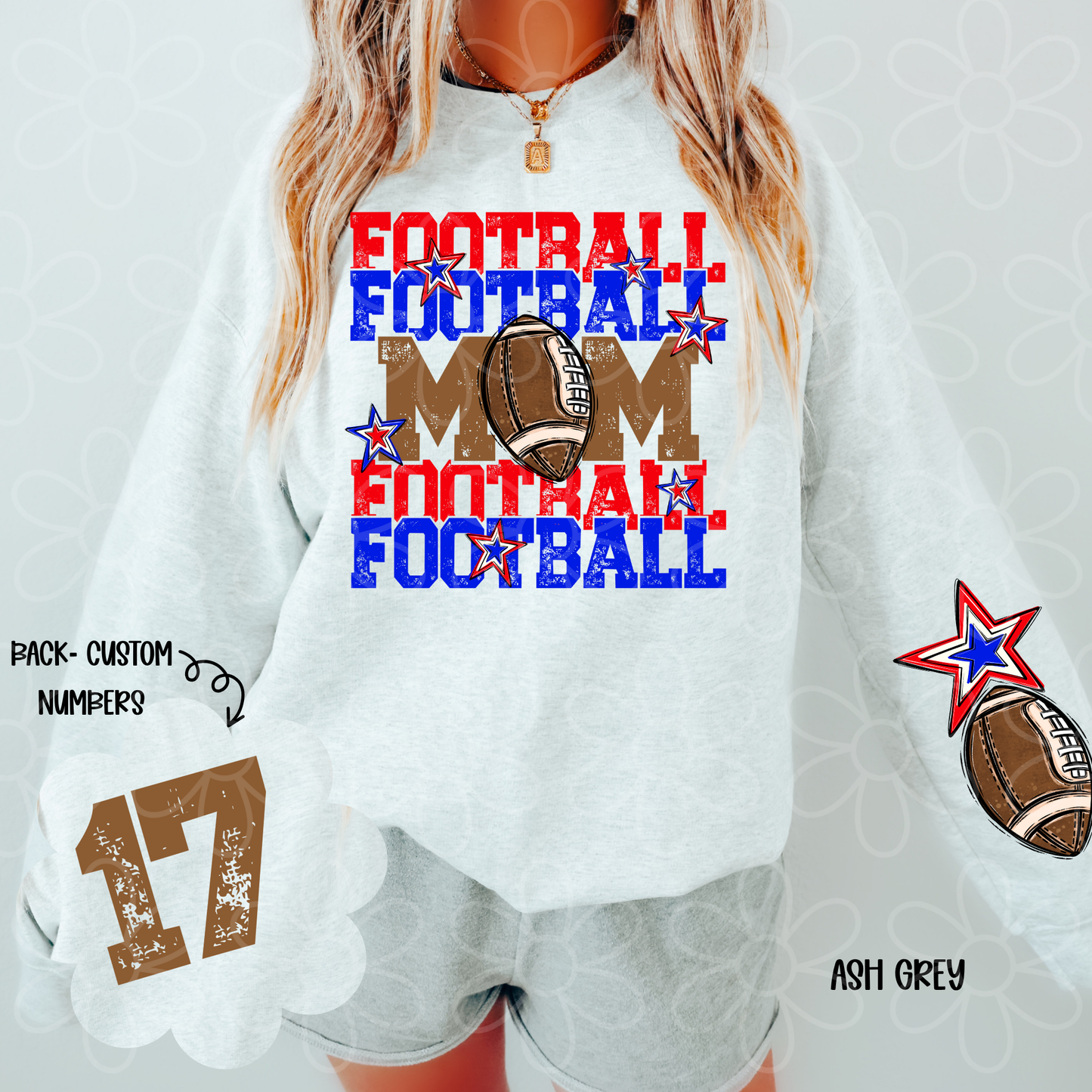 Football Mama Custom Number (Multiple Color Options) Completed Tee