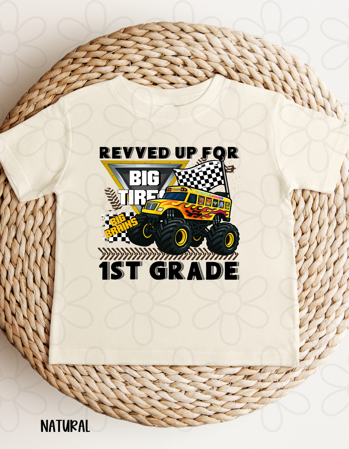 Revved Up For School Grades (Multiple Options) Kids Completed Tee
