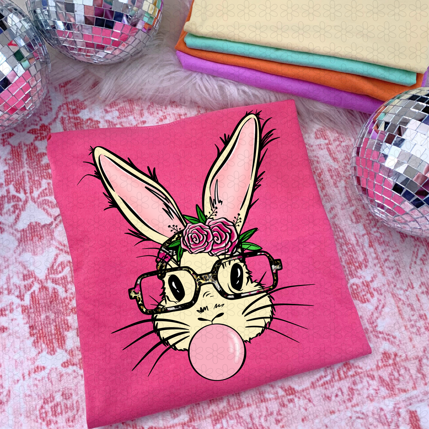 Retro Bubble Gum Bunny DTF Transfer