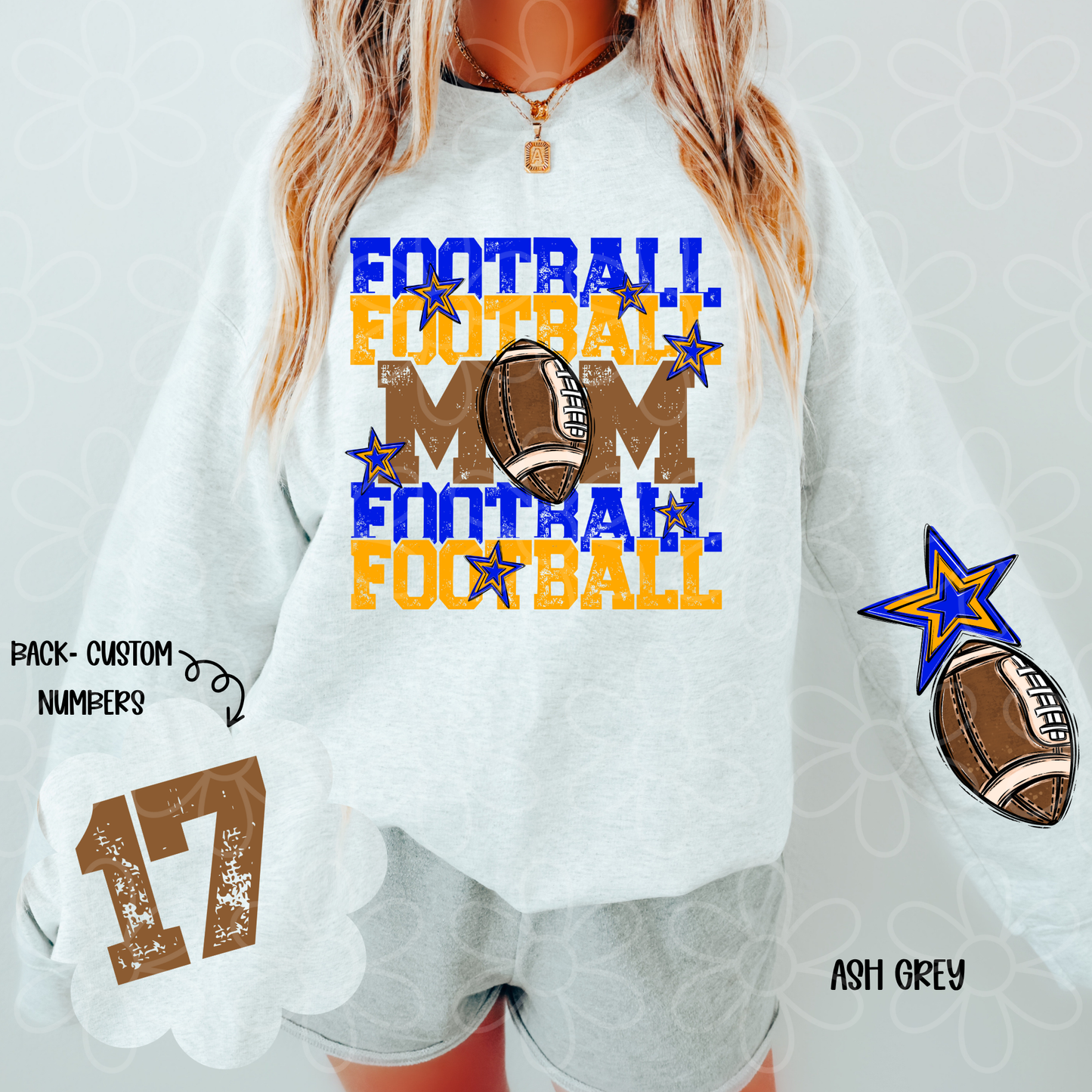 Football Mama Custom Number (Multiple Color Options) Completed Tee