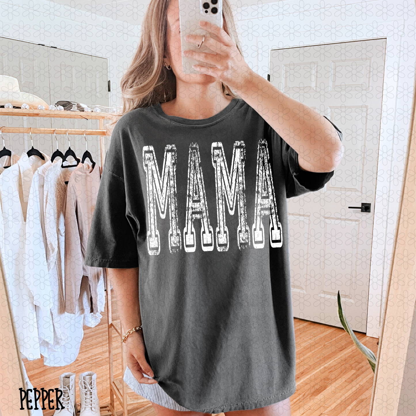 White Distressed Mama DTF Transfer