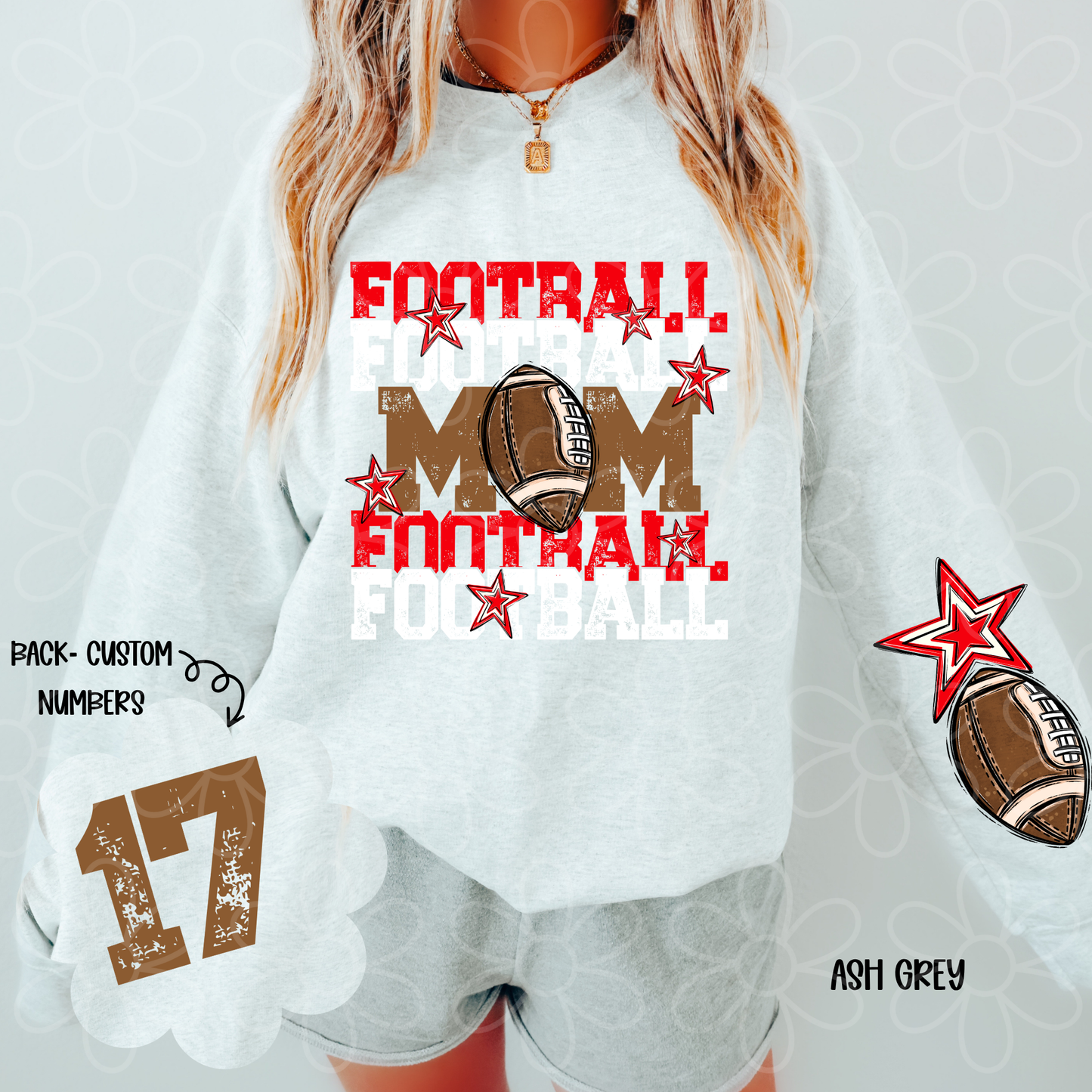 Football Mama Custom Number (Multiple Color Options) Completed Tee