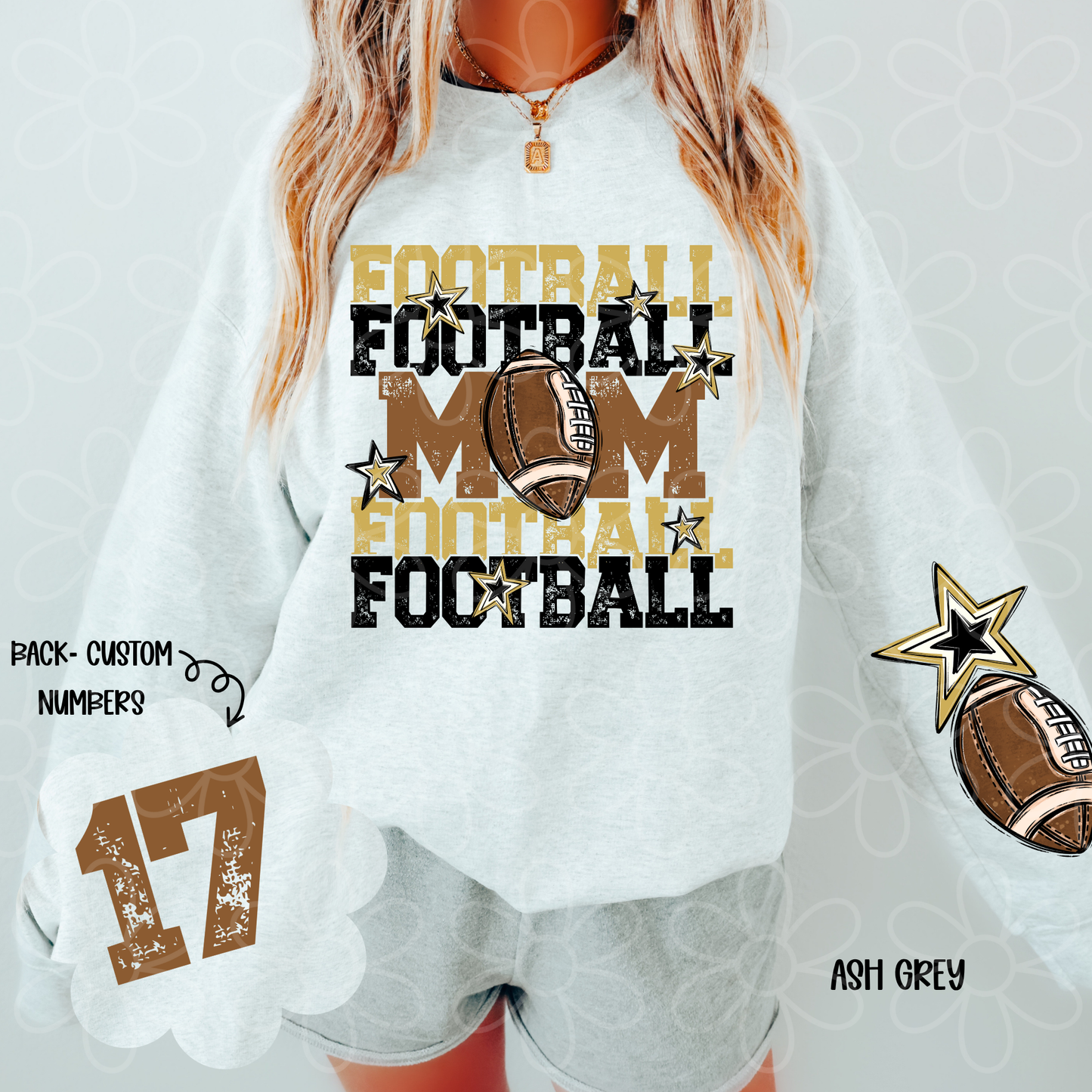 Football Mama Custom Number (Multiple Color Options) DTF Transfer