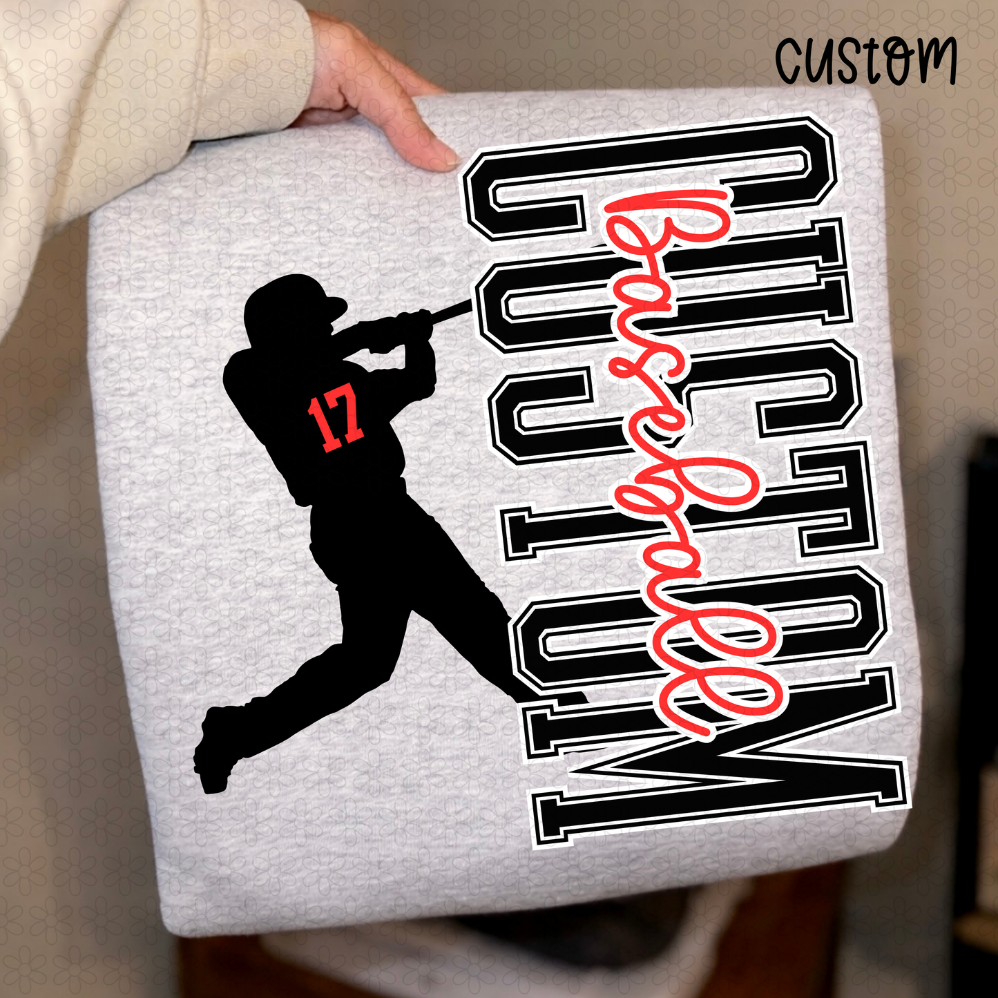 Custom Team and Number Baseball DTF Transfer