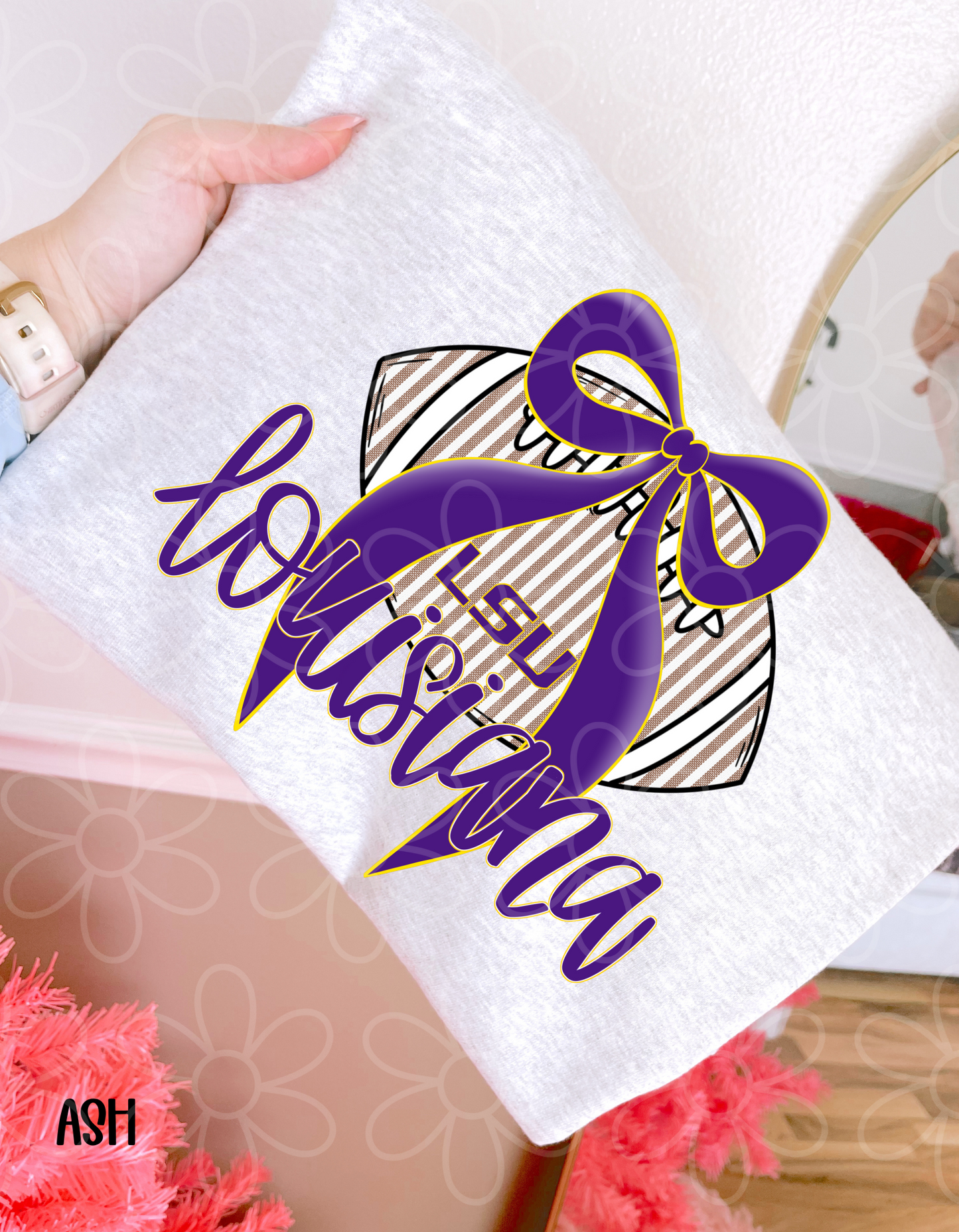 Striped Football Teams With Bow (Multiple Options) Completed Tee