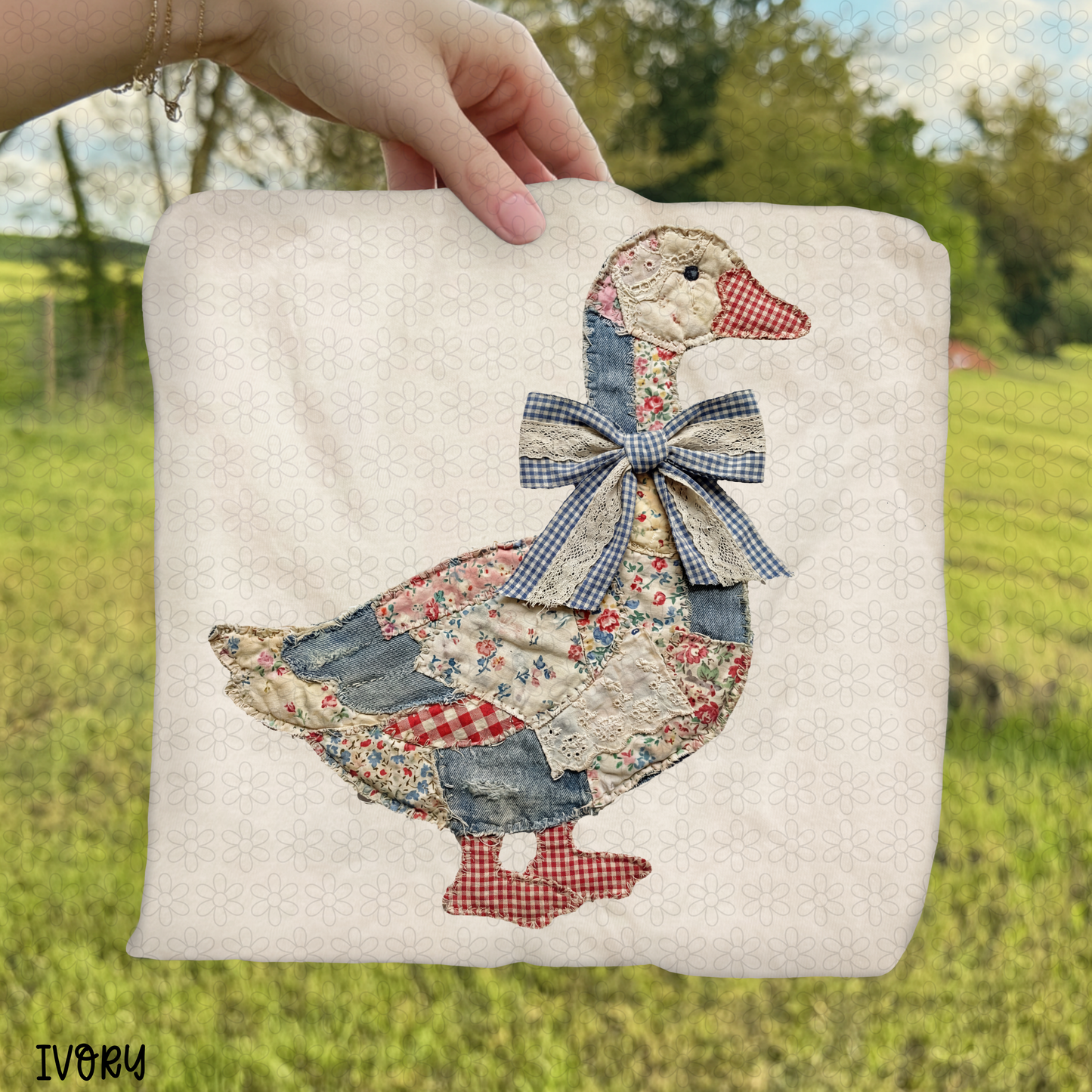 Quilted Goose With Bow DTF Transfer