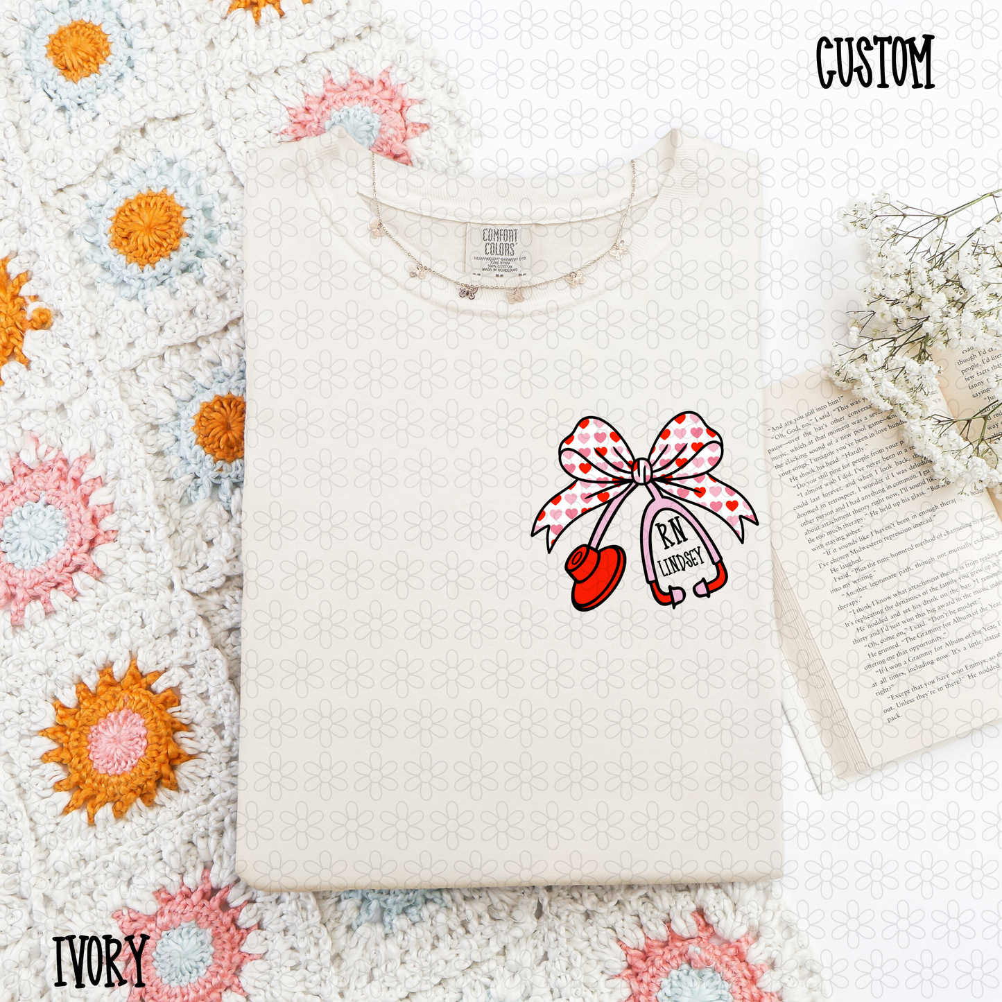 Custom Name Heart Stethoscope DTF Transfer