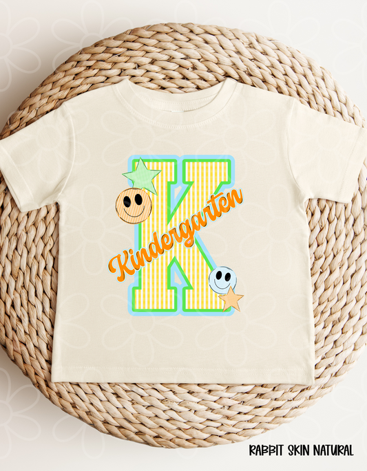 School Grades Stripes And Smileys Kids Completed Tee